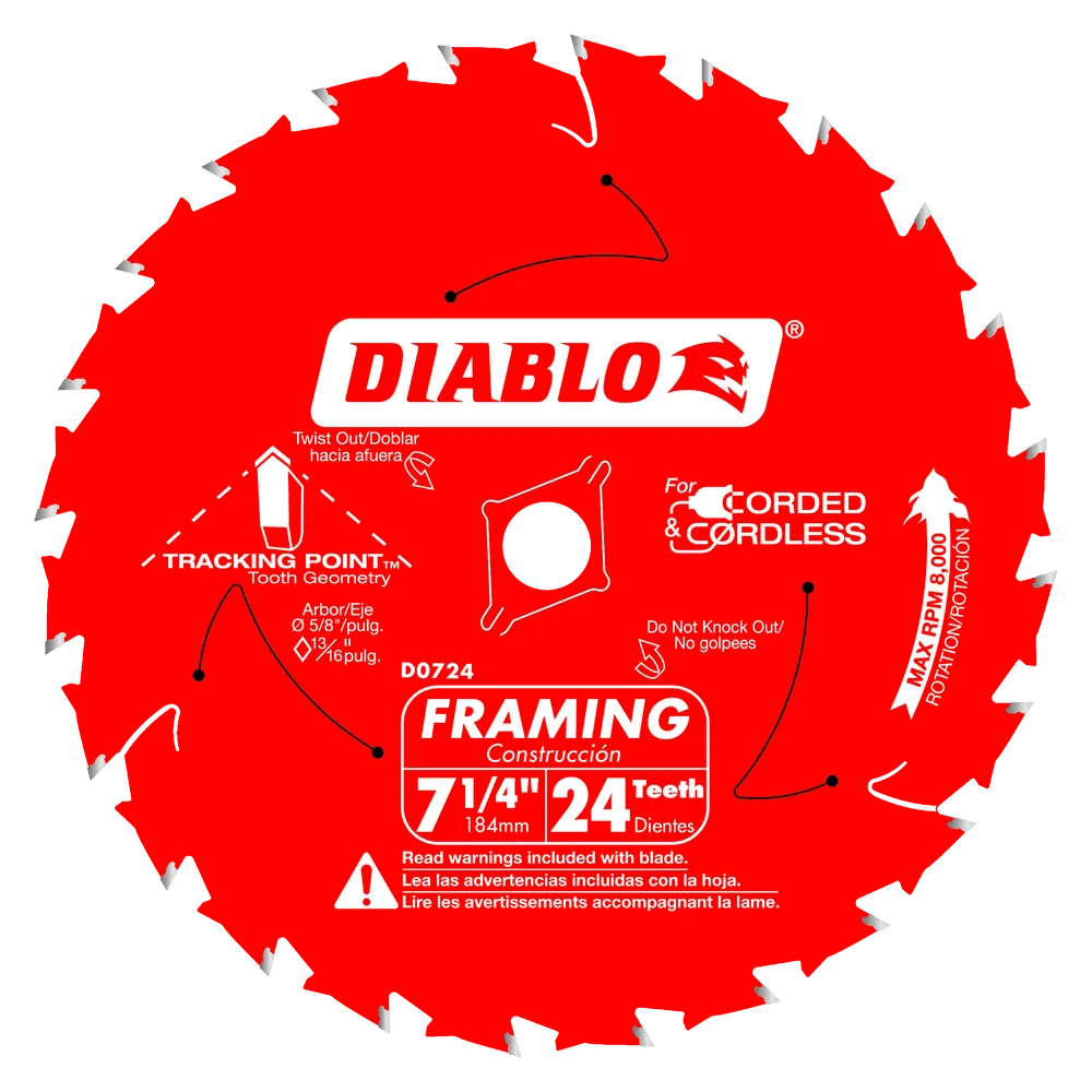 7 1/4 Inch x 24 Tooth Framing Saw Blade - 25 Pack for Woodworking, Construction, and DIY Projects - Perfect for Circular Saws and Framing Applications