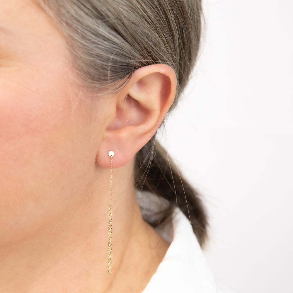 9ct Yellow Gold 2mm Rope & Trace Chain Drop Earrings for Women - Elegant Dangling Jewelry for Parties, Weddings & Special Occasions