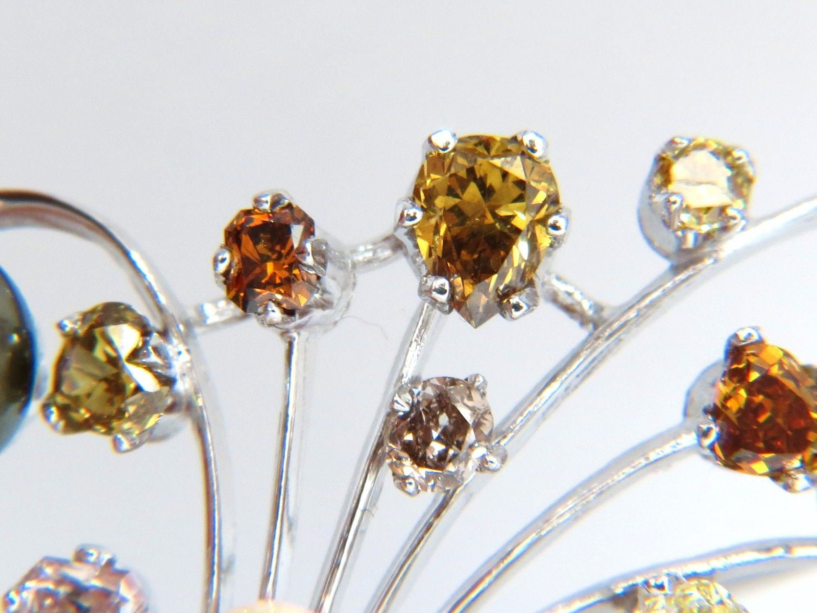 6.00ct Natural Fancy Color Yellow Orange Brown Pink Diamond Brooch with Pearl - Elegant Jewelry for Women, Perfect for Weddings, Parties & Special Occasions