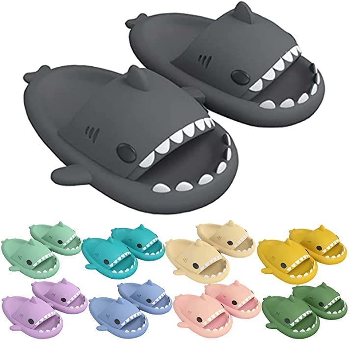 Anti-Slip Shark Slippers for Women & Men - Lightweight Open-Toe Slide Sandals for Shower, Beach & Home - Cute Novelty House Shoes with Comfortable Sole