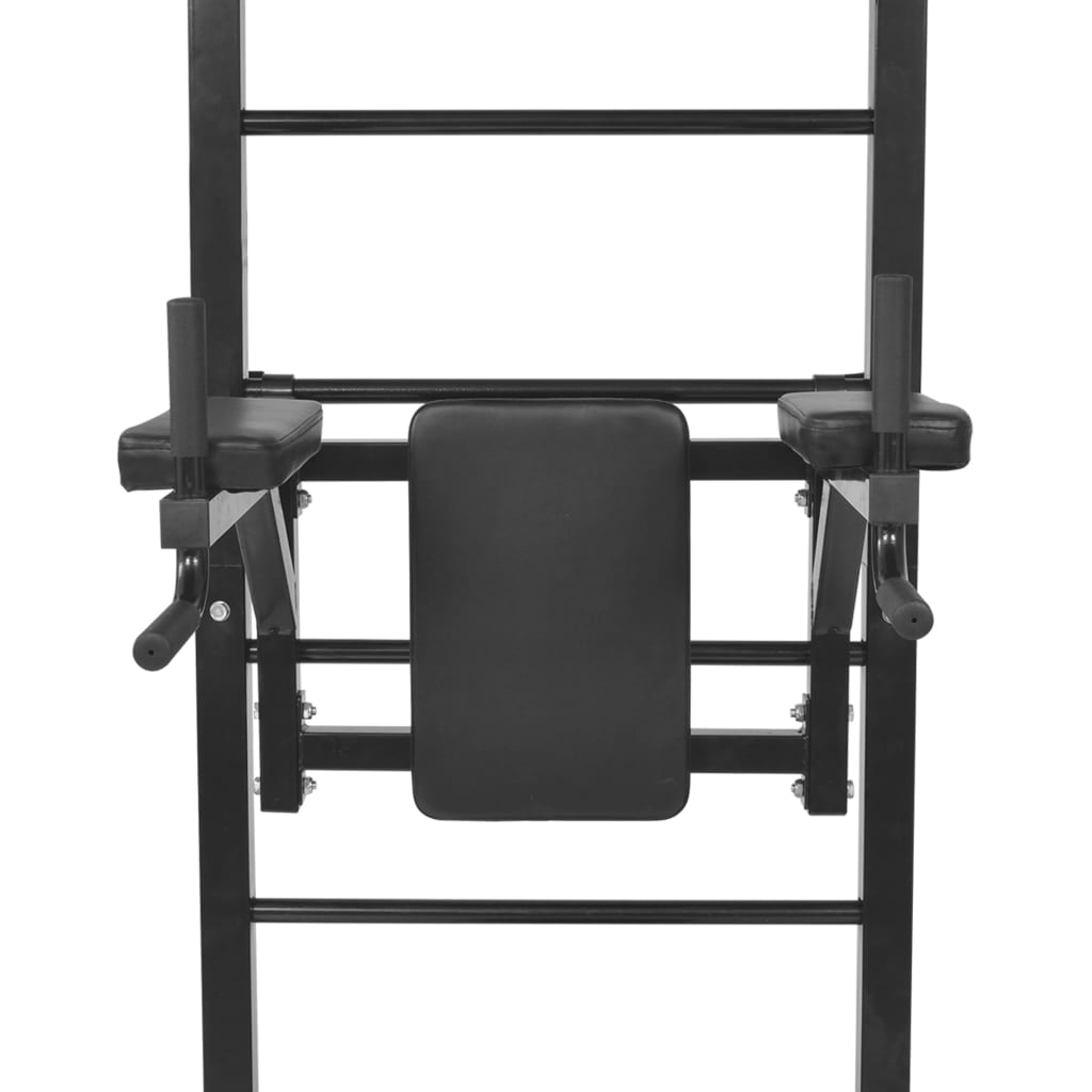 Black Wall Mounted Multi-Functional Fitness Power Tower for Home Gym - Pull Up Bar, Dip Station & Push Up Stand for Strength Training