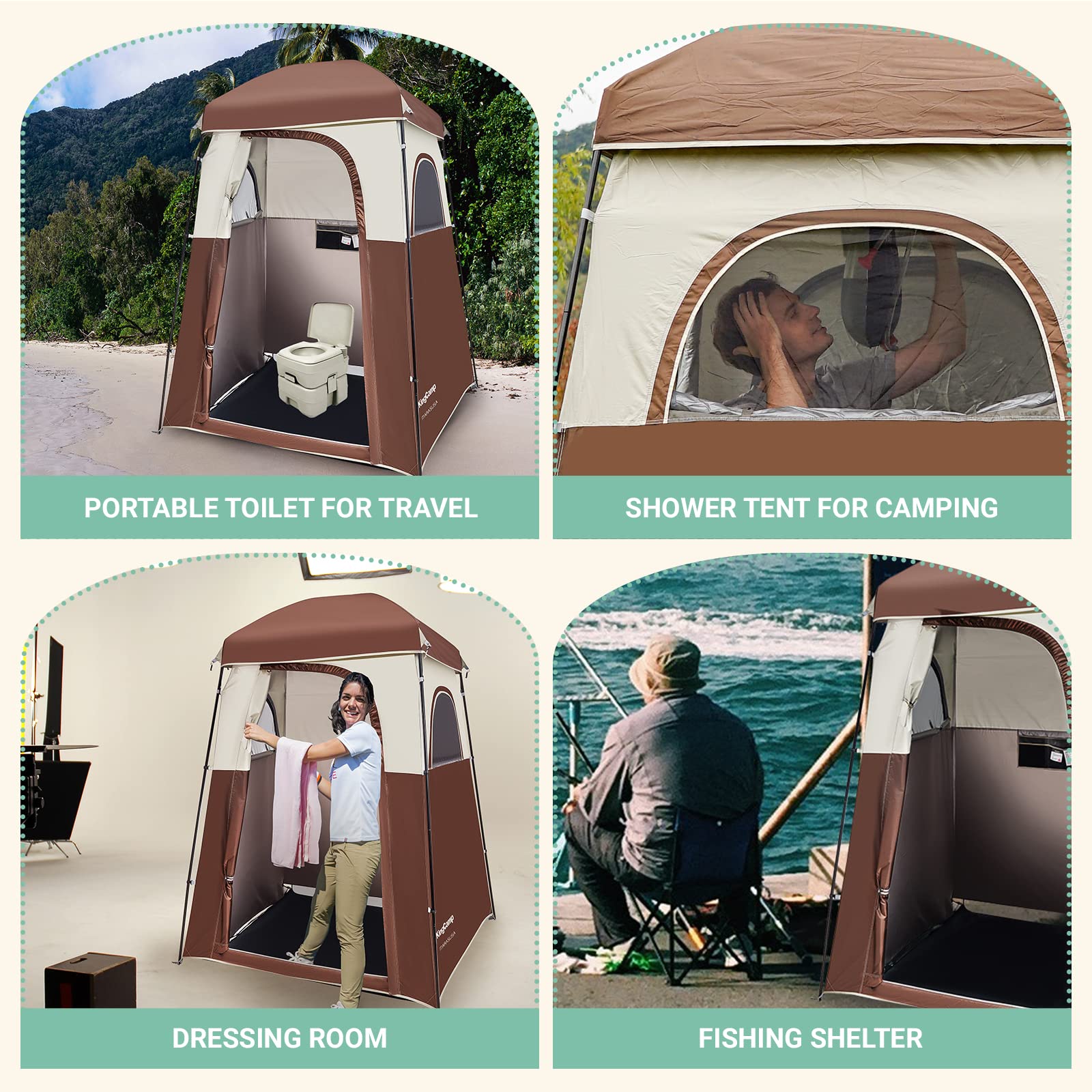 KingCamp Portable Camping Shower Tent with Waterproof Shower Bag - Outdoor Privacy Shelter for Camping, Beach, Hiking & Backpacking