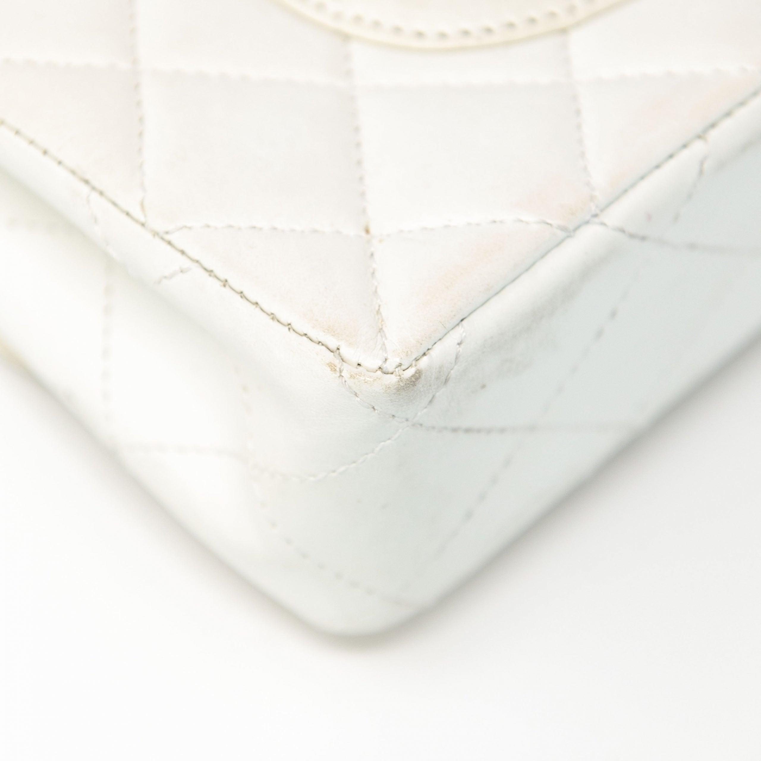 Vintage Chanel White Lambskin Classic Flap Bag - Luxury Leather Shoulder Handbag for Women | Perfect for Date Night, Parties & Special Occasions