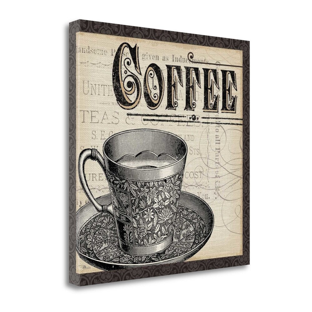 Antique Cafe with Border - Giclee Print on Gallery Wrap Canvas by Pela Studio | Vintage Wall Art for Living Room, Bedroom & Office Decor