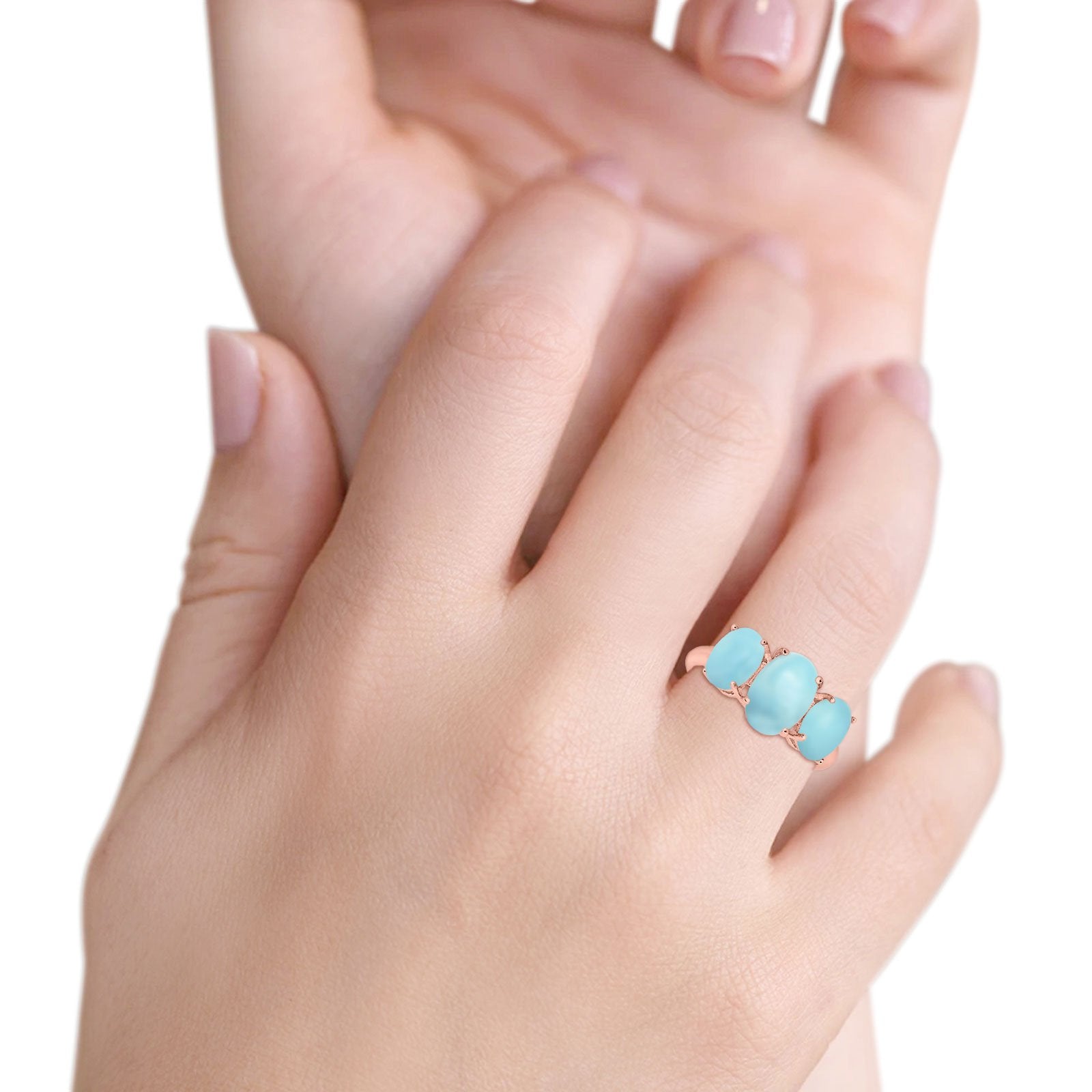 3 Stone Oval Created Opal Fashion Ring - 925 Sterling Silver Jewelry for Women, Elegant Gift for Birthday, Anniversary & Special Occasions