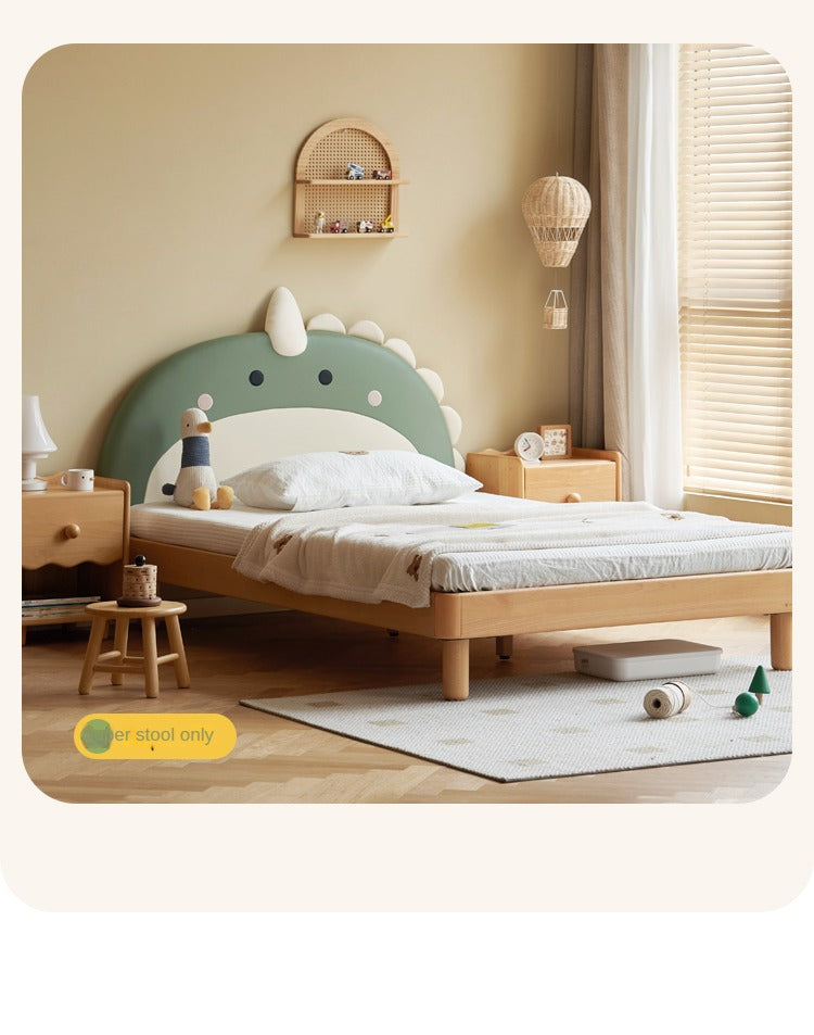 Organic Leather Kids Dinosaur Bed - Cartoon Themed Toddler Bed for Boys & Girls | Perfect for Nursery, Bedroom Decor and Playroom Fun