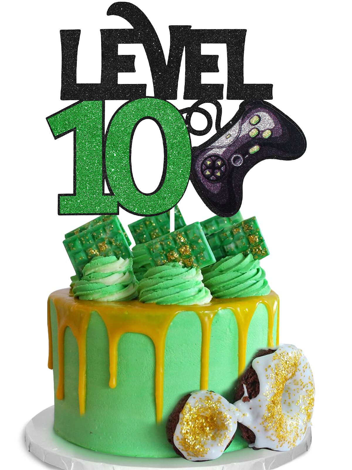 Level 10 Game Birthday Cake Topper - Video Game Themed 10th Birthday Party Decorations - Perfect for Boys Gaming Cake Decor, Level Up Parties & Winner Celebrations - Ideal for Gaming Birthday Cakes, Streamer Events & Esports Celebrations