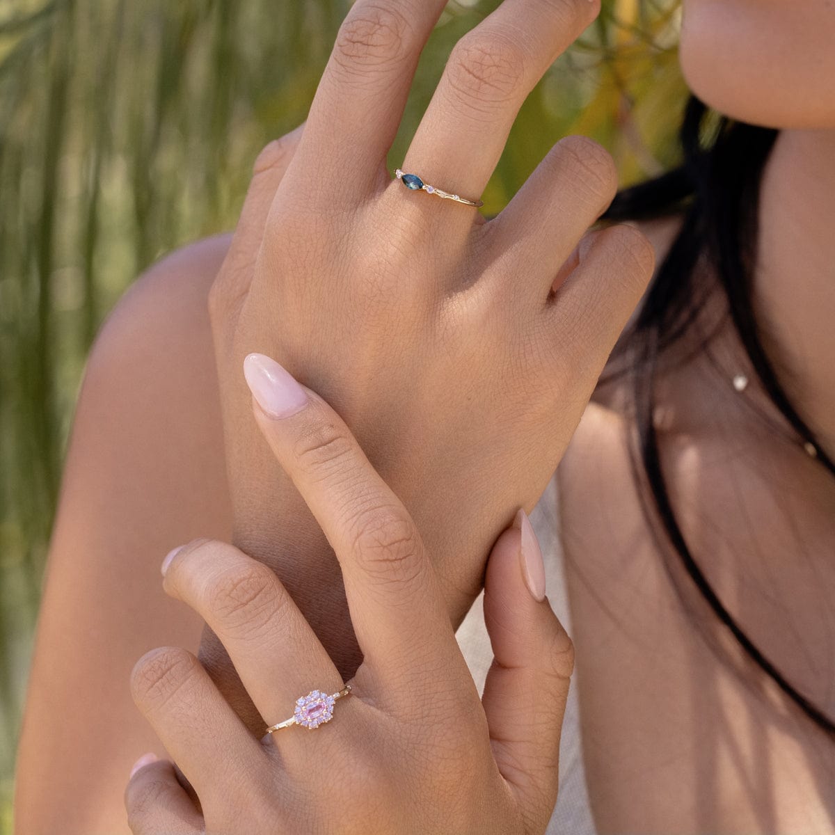 Starry Sakura Sapphire Ring - Elegant Blue Gemstone Jewelry for Women, Perfect for Weddings, Anniversaries & Special Occasions