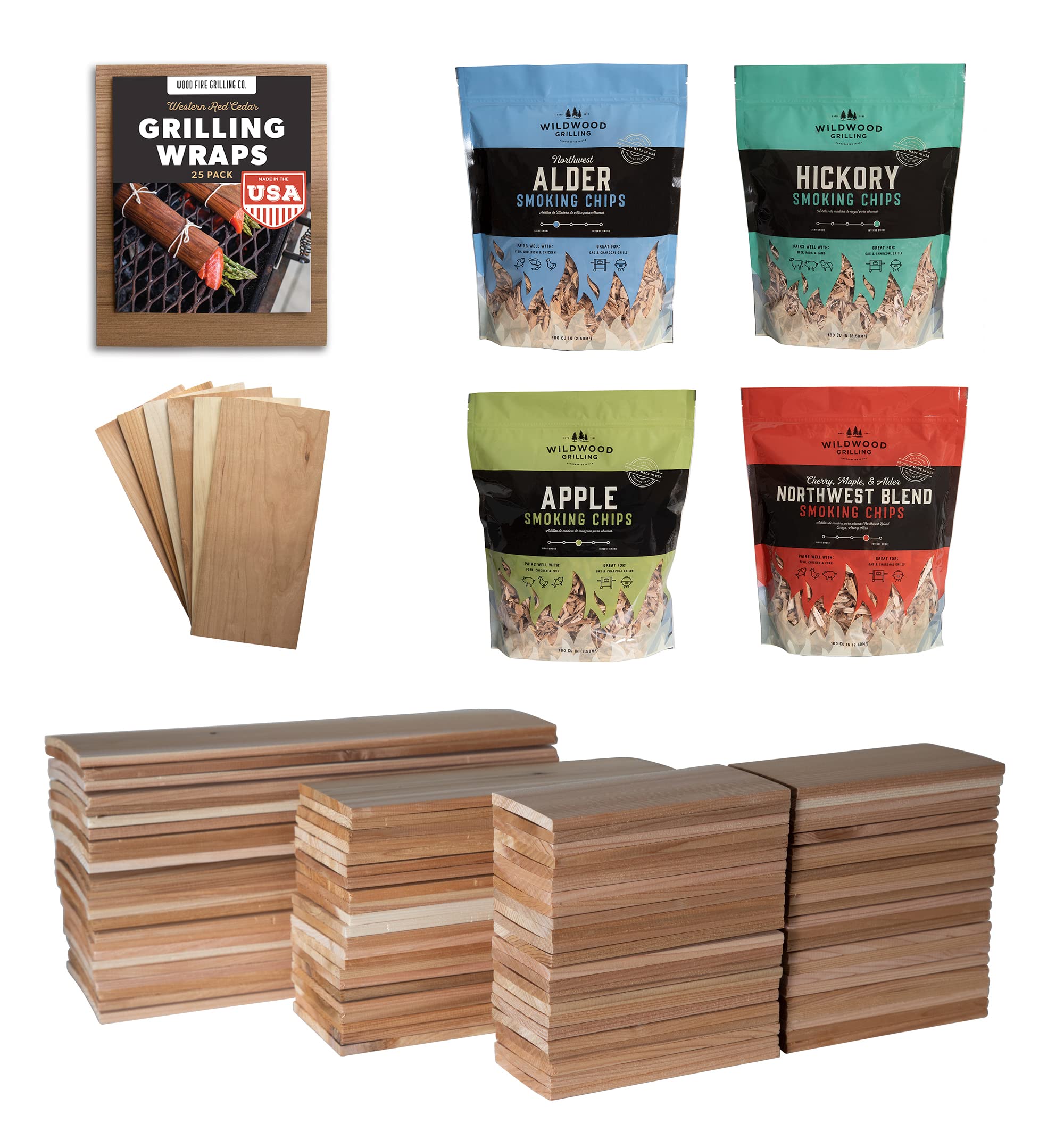 Big Daddy Ultimate Grilling Box - 101 Wood Planks, 25 BBQ Wraps & 4 Smoking Chips - Premium BBQ Accessories Kit for Smoking, Grilling & Roasting - Perfect for Backyard Cookouts, Camping & Outdoor Parties