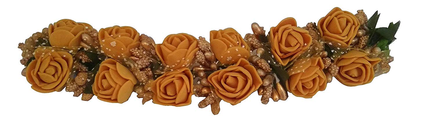 Stylish Wedding Hair Bun Gajra for Women - Mustard Bridal Accessory
