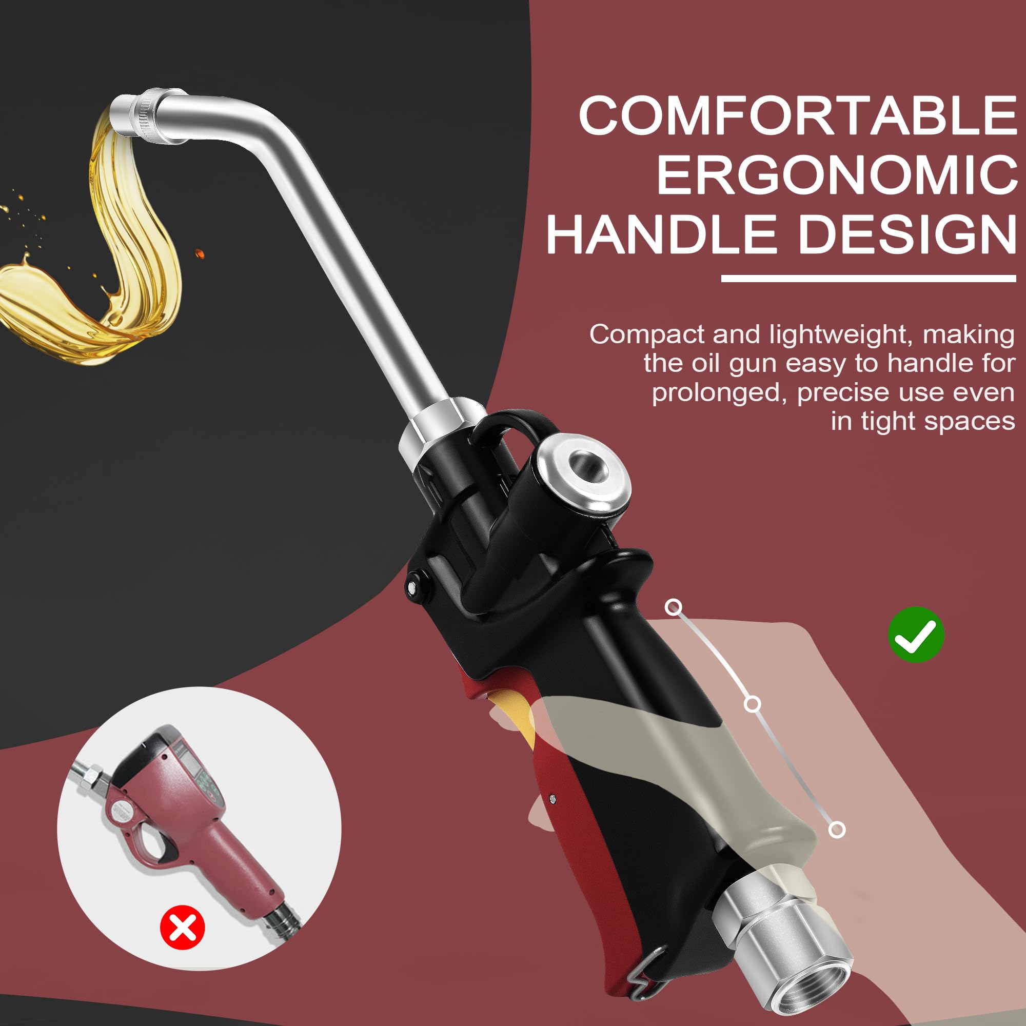 Heavy Duty 1/2-Inch NPT Air Operated Oil Control Valve Dispenser Nozzle - Portable Oil Pump Gun for Motor Oil, Gear Lubricant, Hydraulic & Antifreeze Fluids | Workshop, Garage & Industrial Use