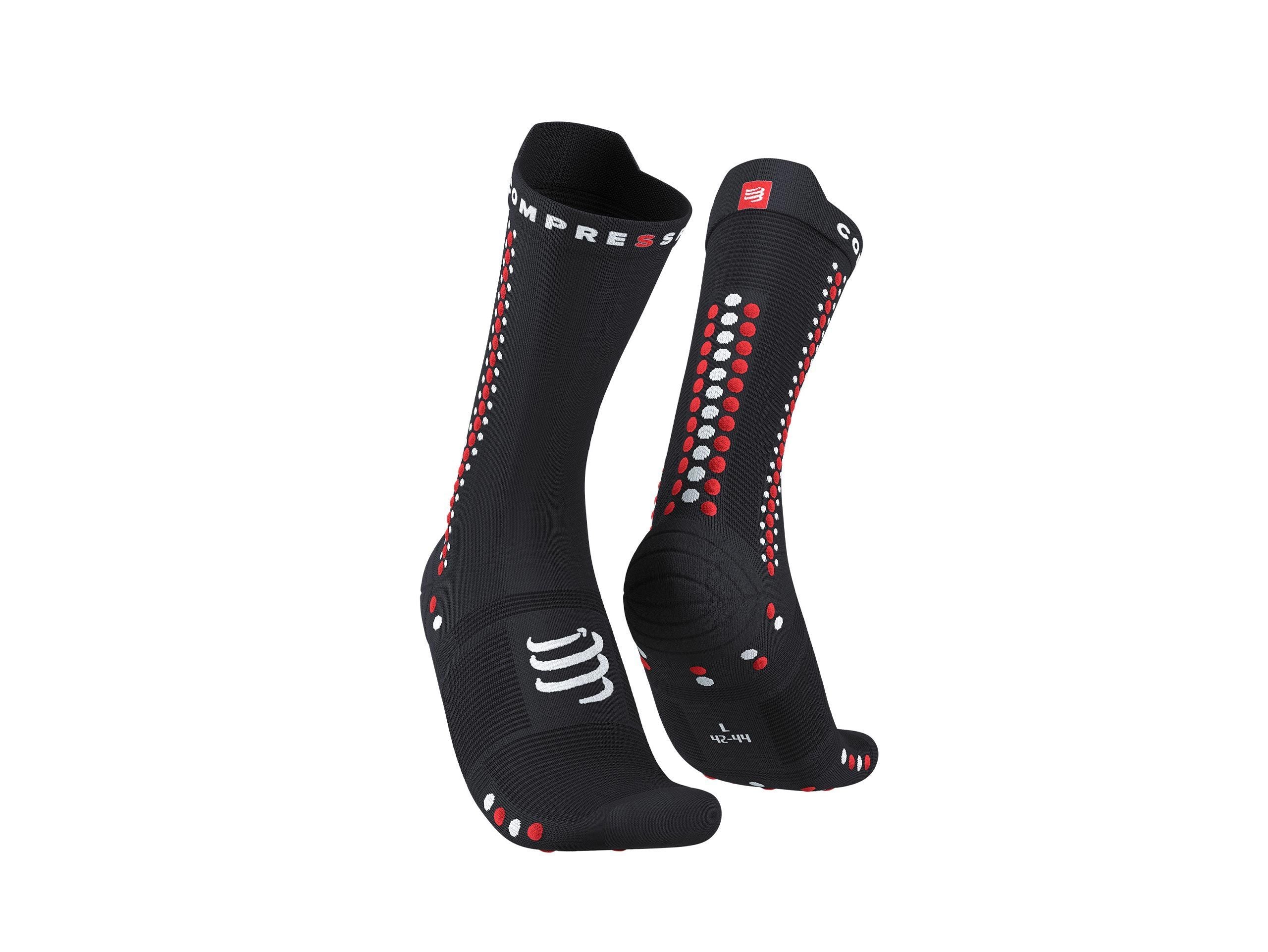 Compressport Unisex Pro Racing Socks v4.0 - High Performance Cycling Socks for Men & Women - Breathable & Cushioned Bike Socks - Black/Red - Ideal for Marathon, Triathlon & Road Cycling