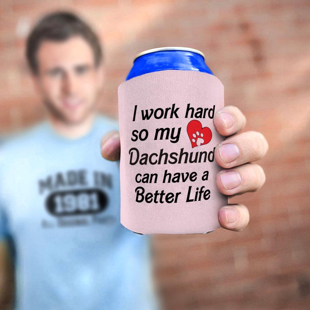 96-Pack Heart Paw Print Can Coolers for Dog Lovers - Perfect Gift for Dachshund Owners & Men Who Work Hard - Keep Drinks Cold at BBQs, Parties & Outdoor Adventures