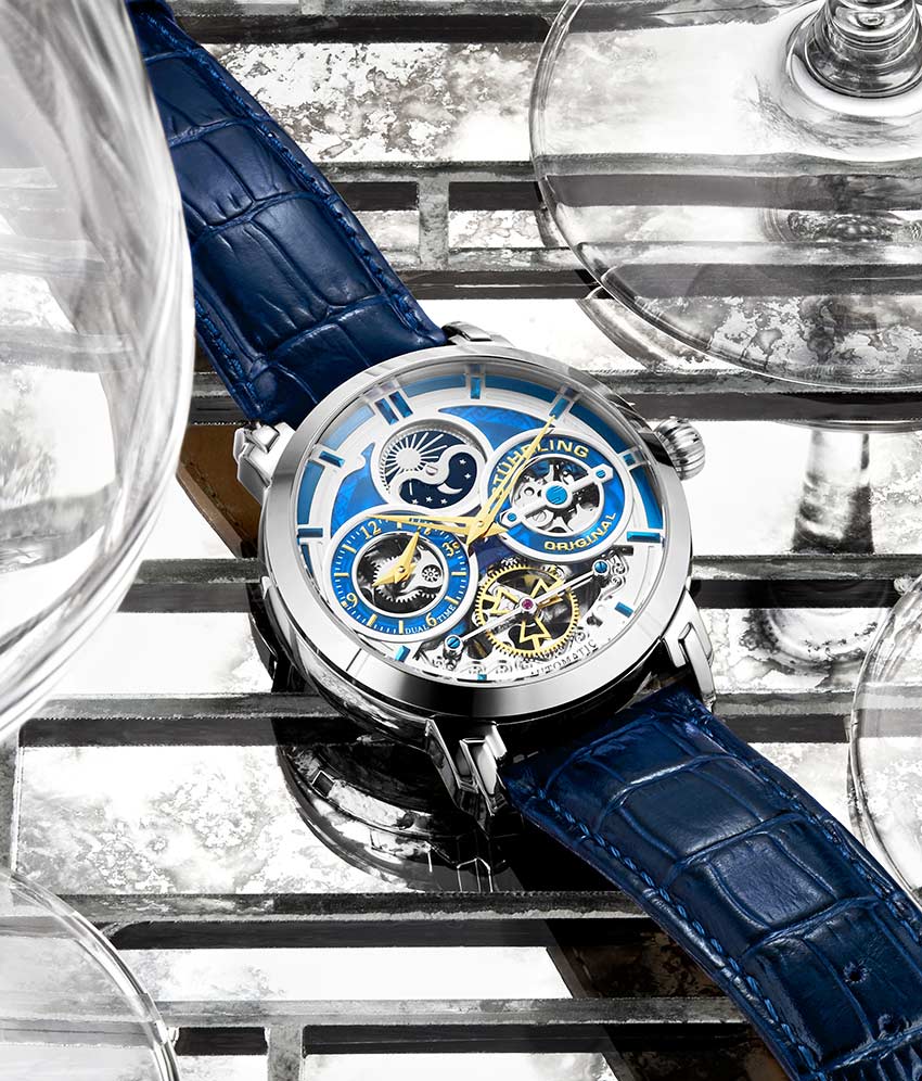 Luciano Automatic 46mm Skeleton Watch for Men - Stainless Steel Mechanical Timepiece with Open Heart Design - Perfect for Business, Formal Events & Gift Giving