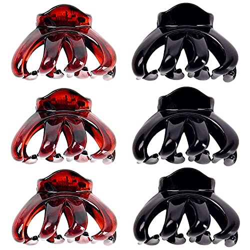 BAKEFY 6-Piece Hair Clips Set for Women - Black & Brown Mix Design, Korean Hair Claw Clutchers, Bun Clips - Stylish Hair Accessories for Women & Girls | Perfect for School, Work, Parties & Daily Styling