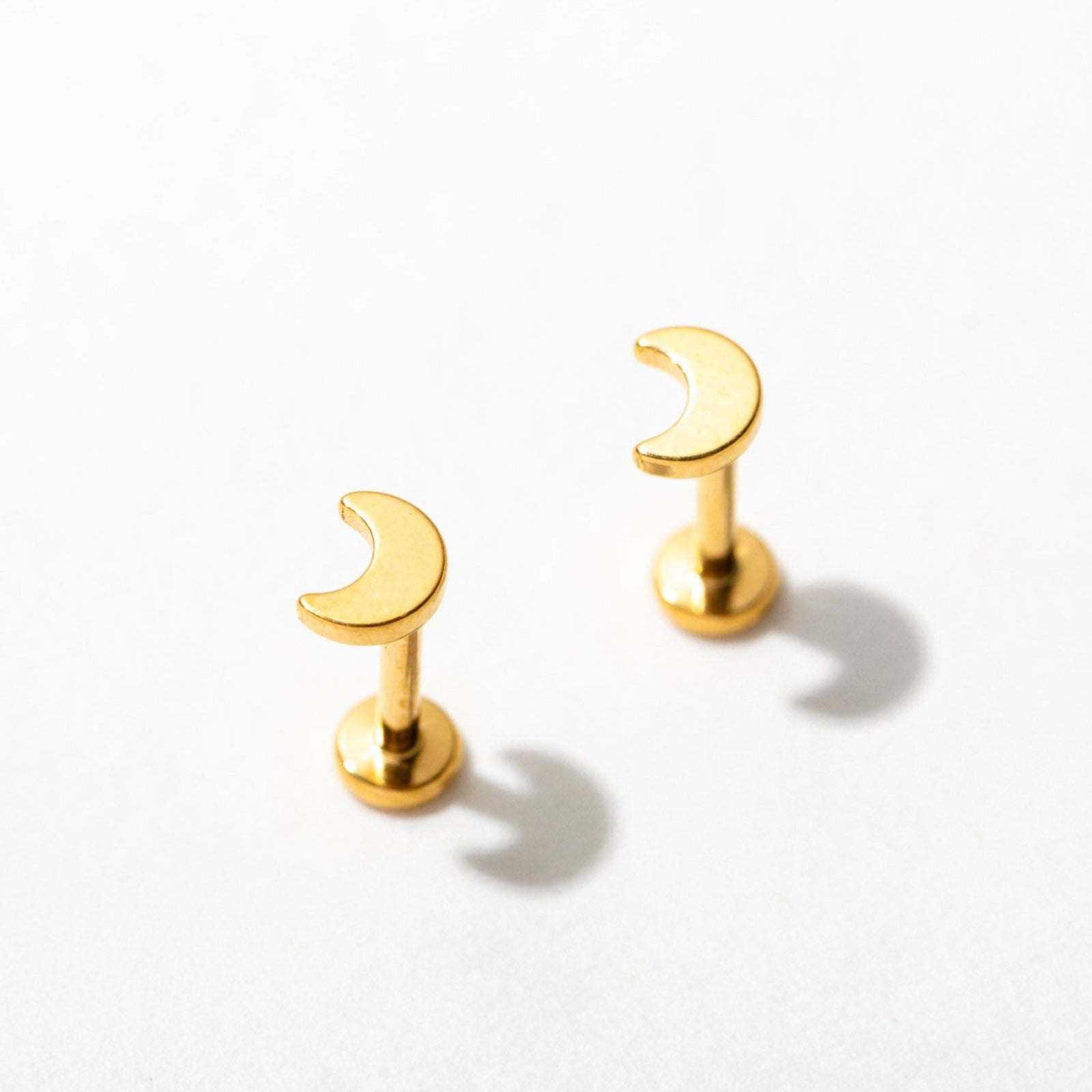 Moon Flat Back Stud Earrings - Hypoallergenic Stainless Steel Ear Studs for Women | Perfect for Daily Wear, Parties & Gifting