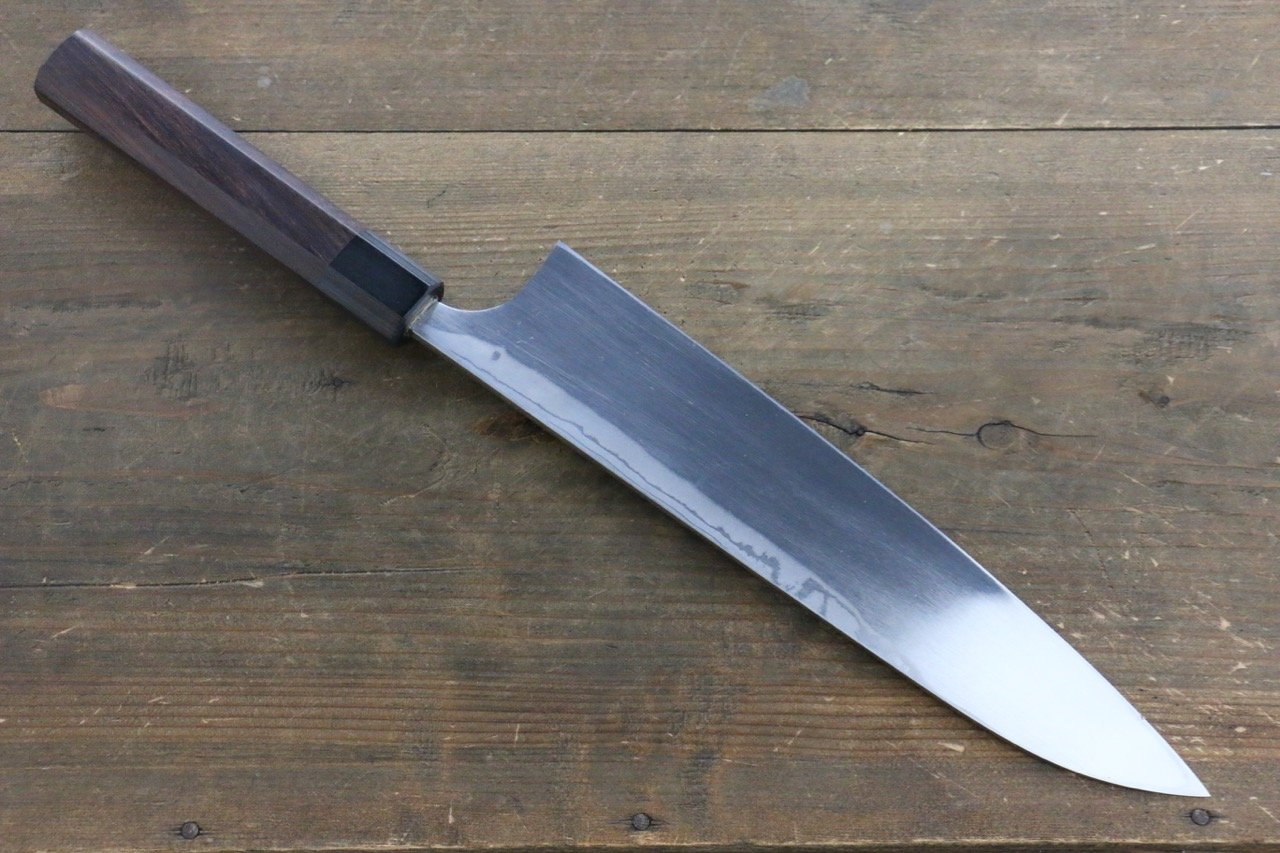 Premium Seisuke Blue Steel No.2 Hammered Damascus Gyuto Chef Knife 240mm with Exquisite Shitan Handle - Perfect for Professional Chefs & Home Cooking Enthusiasts