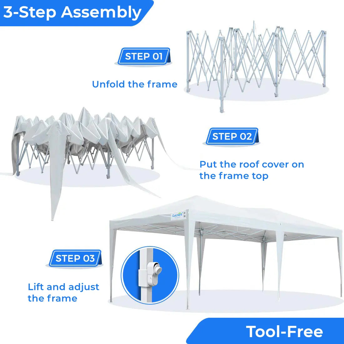 Quictent 10' x 20' EZ Pop Up Canopy Tent - Instant Shelter for Outdoor Events, Parties, Camping & Beach - Waterproof & UV Protection