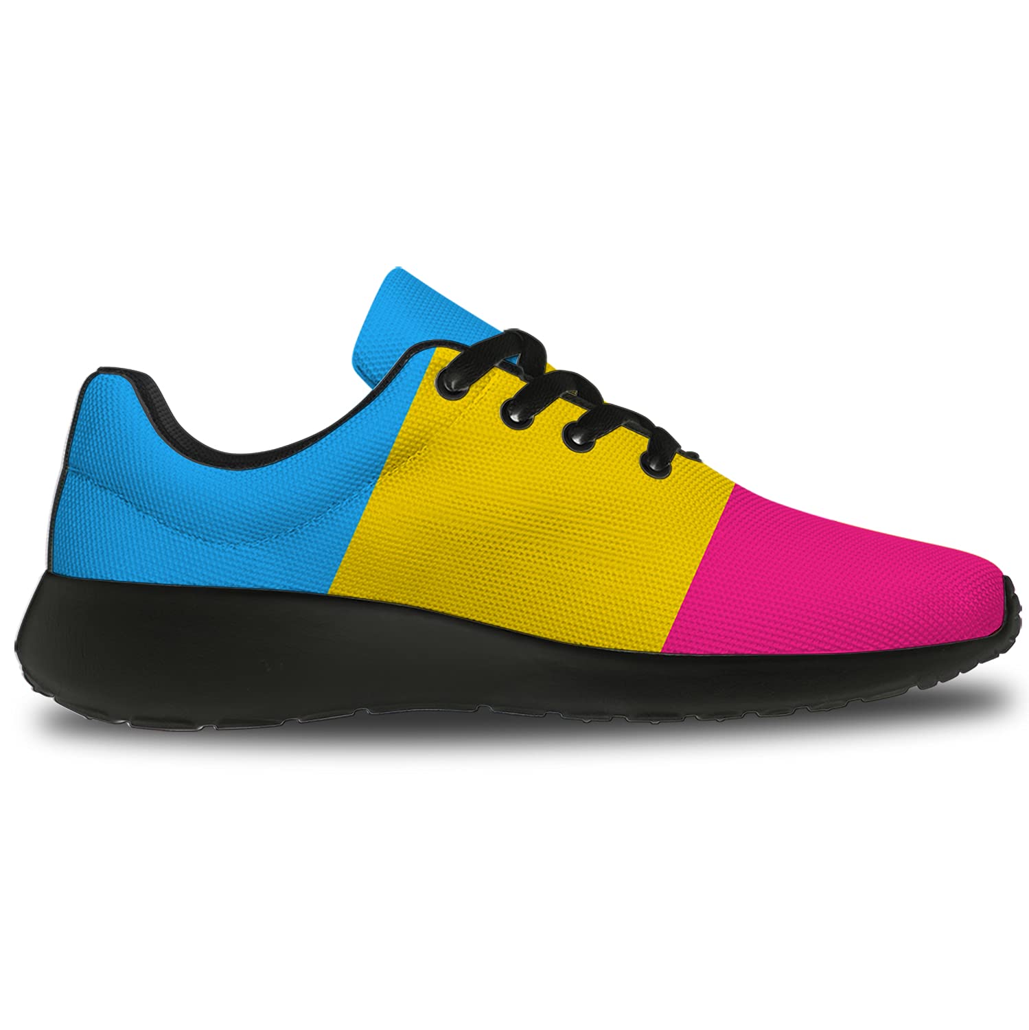 Unisex Pansexual Pride Running Shoes - Lightweight Walking & Tennis Sneakers with LGBT Flag Design - Size 9 Men/10.5 Women (Black/Multi) - Perfect for Pride Parades, Gym Workouts & Casual Wear