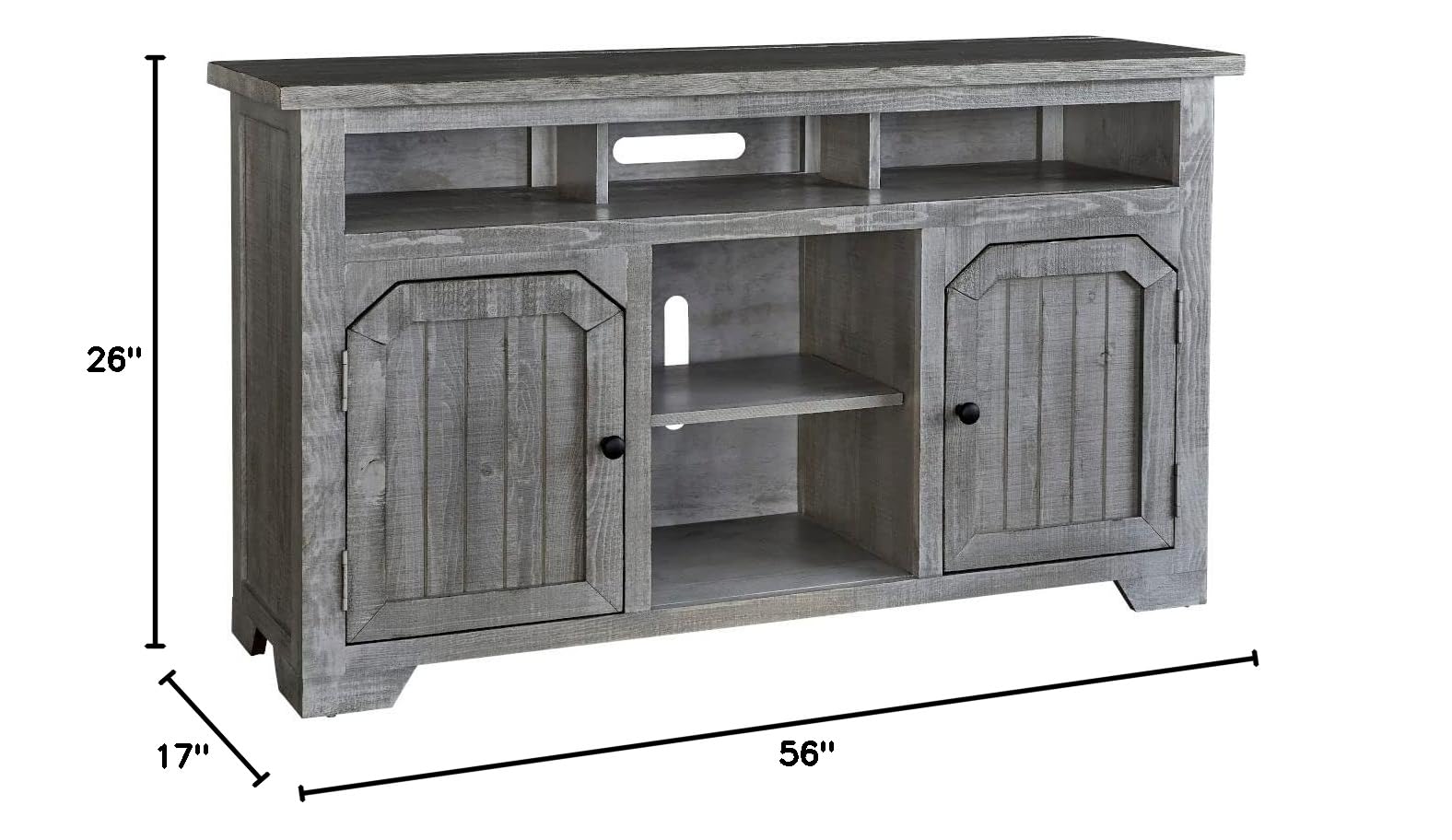 Progressive Furniture Elmhurst 56 Inch TV Stand Media Console - Dark Cloud Gray Finish for Living Room, Home Theater & Entertainment Center