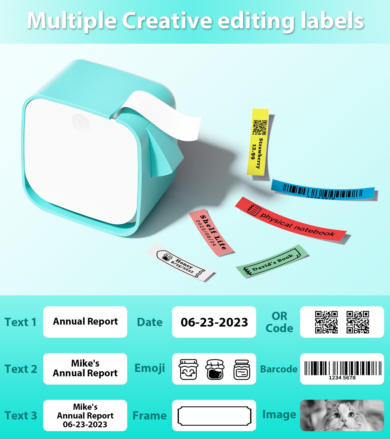 Rechargeable Bluetooth Label Maker Machine with Tape - Portable M960 Mini Label Printer for Home, School, Office & Kids Organization | Compatible with iOS & Android | Multiple Font Styles for Custom Labels | Perfect for Organizing Pantry, Classroom Supplies & Toy Storage