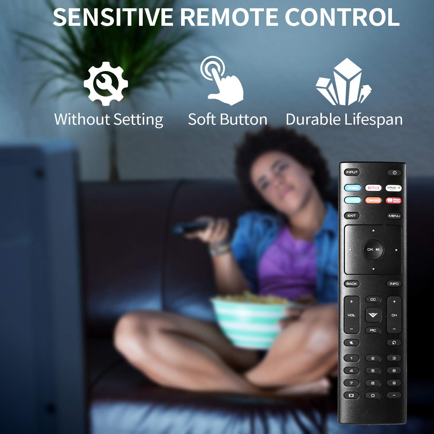 Universal Replacement Remote Control for Vizio Smart TVs - Compatible with D-Series, M-Series, P-Series & V-Series - Perfect for Home Entertainment & Smart TV Accessories