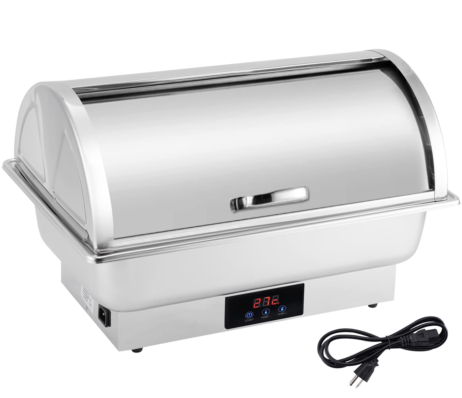 Electric Roll Top Chafing Dish Buffet Set - 2 Stainless Steel Pans with Digital Temperature Control | Commercial Food Warmer & Steam Table for Catering, Buffets, Parties & Events