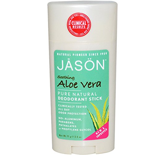 Jason Natural Pure Natural Deodorant Stick - Soothing Aloe Vera, 2.5 oz (71 g) - 2 Pack | Aluminum-Free, Vegan & Cruelty-Free | Fresh All Day for Workouts & Outdoor Activities