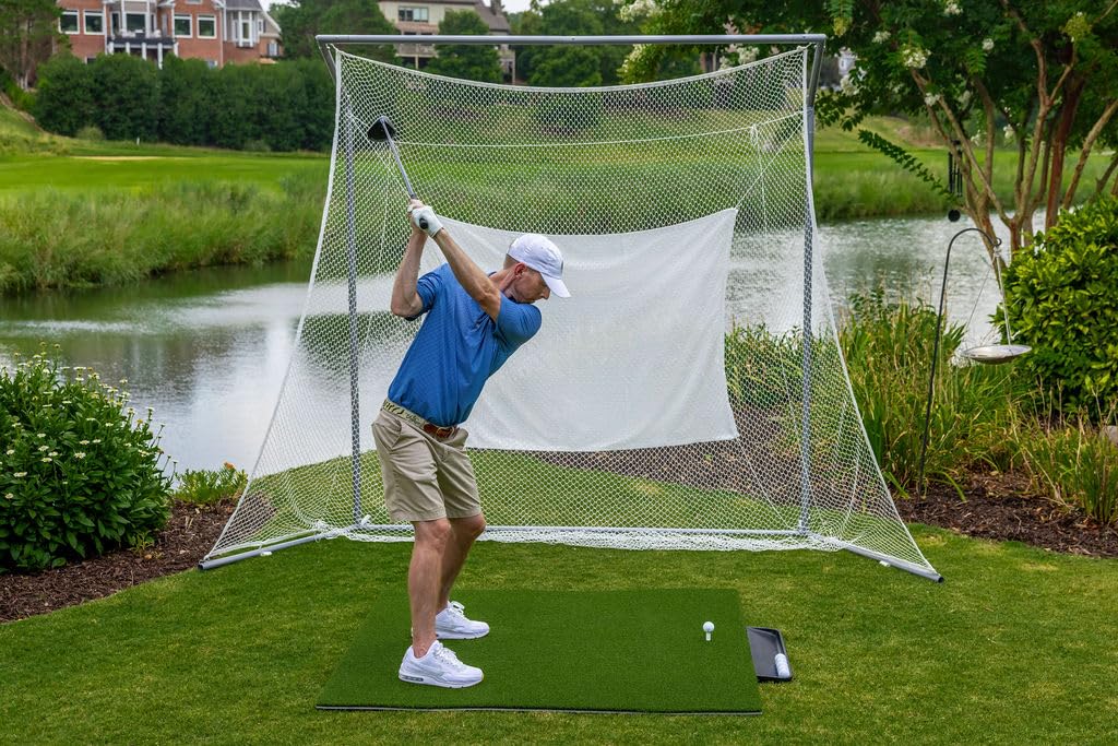 Premium Golf Practice Mat for Indoor & Outdoor Use - Includes Bonus Golf Ball Tray + 3 Rubber Tees | Perfect for Home, Office, Backyard & Driving Range Training