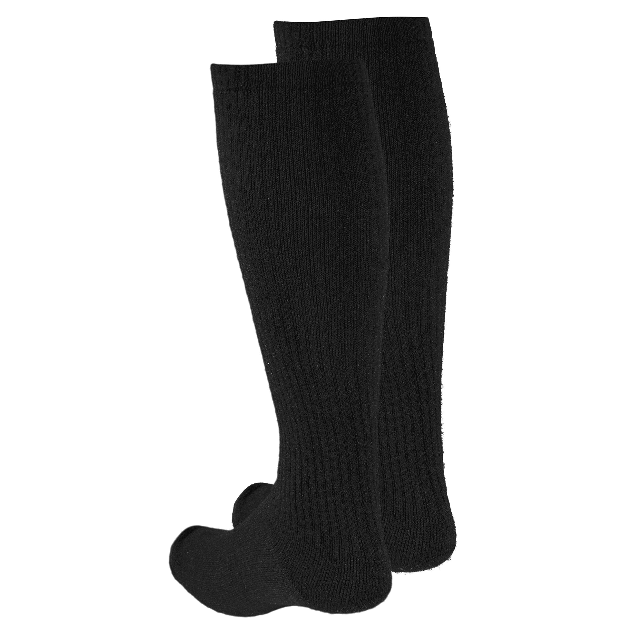 Truform Medical Compression Socks for Men & Women - 8-15 mmHg Knee High Support Socks, Over Calf Length, Black, Large - Ideal for Circulation, Travel, Running & Nursing Professionals