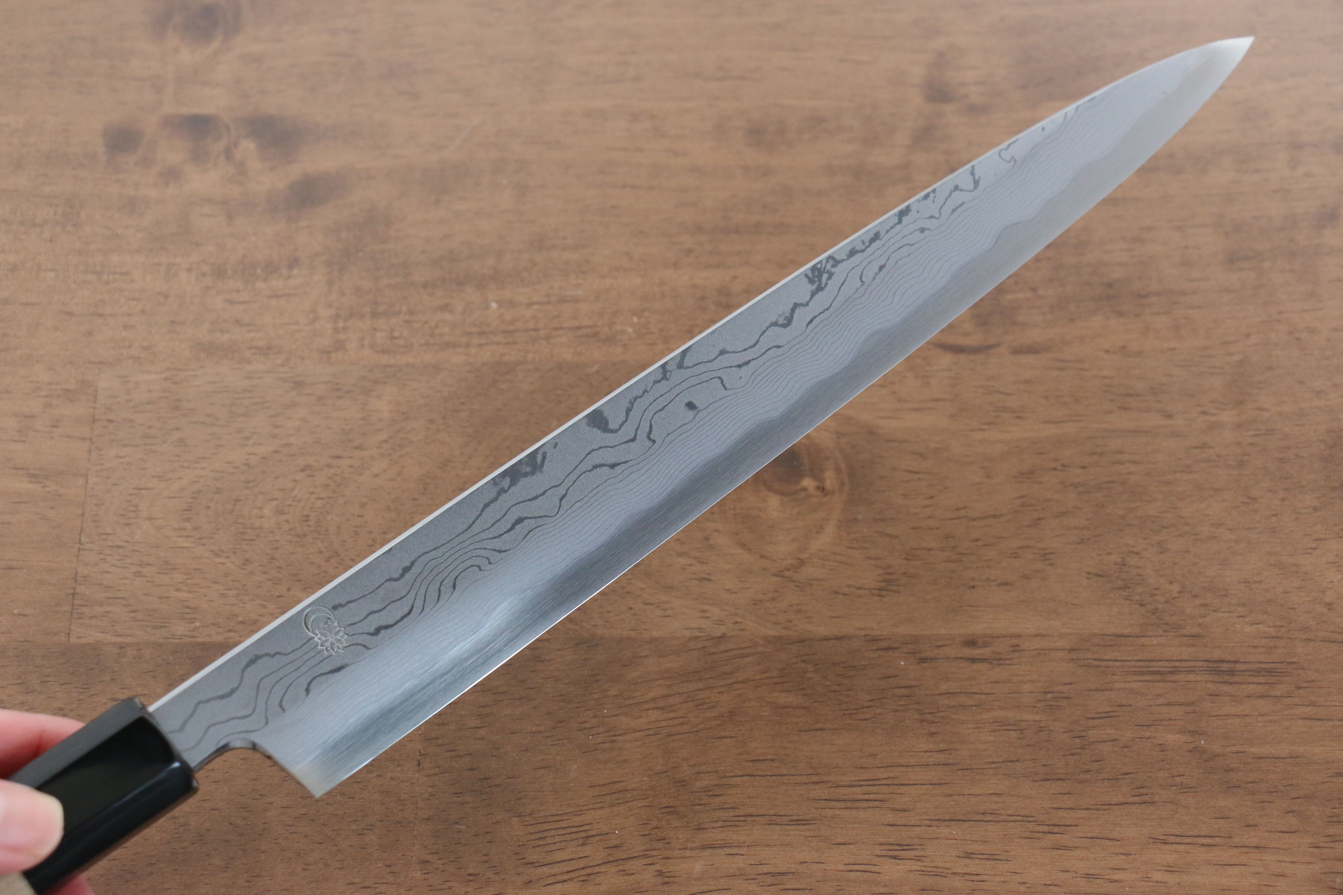 Premium Kikuzuki Blue Steel No.1 Damascus Yanagiba Sushi Knife 270mm - Magnolia Wood Handle - Japanese Chef Knife for Sushi, Sashimi & Precision Cutting - Professional Kitchen & Home Cooking Essential