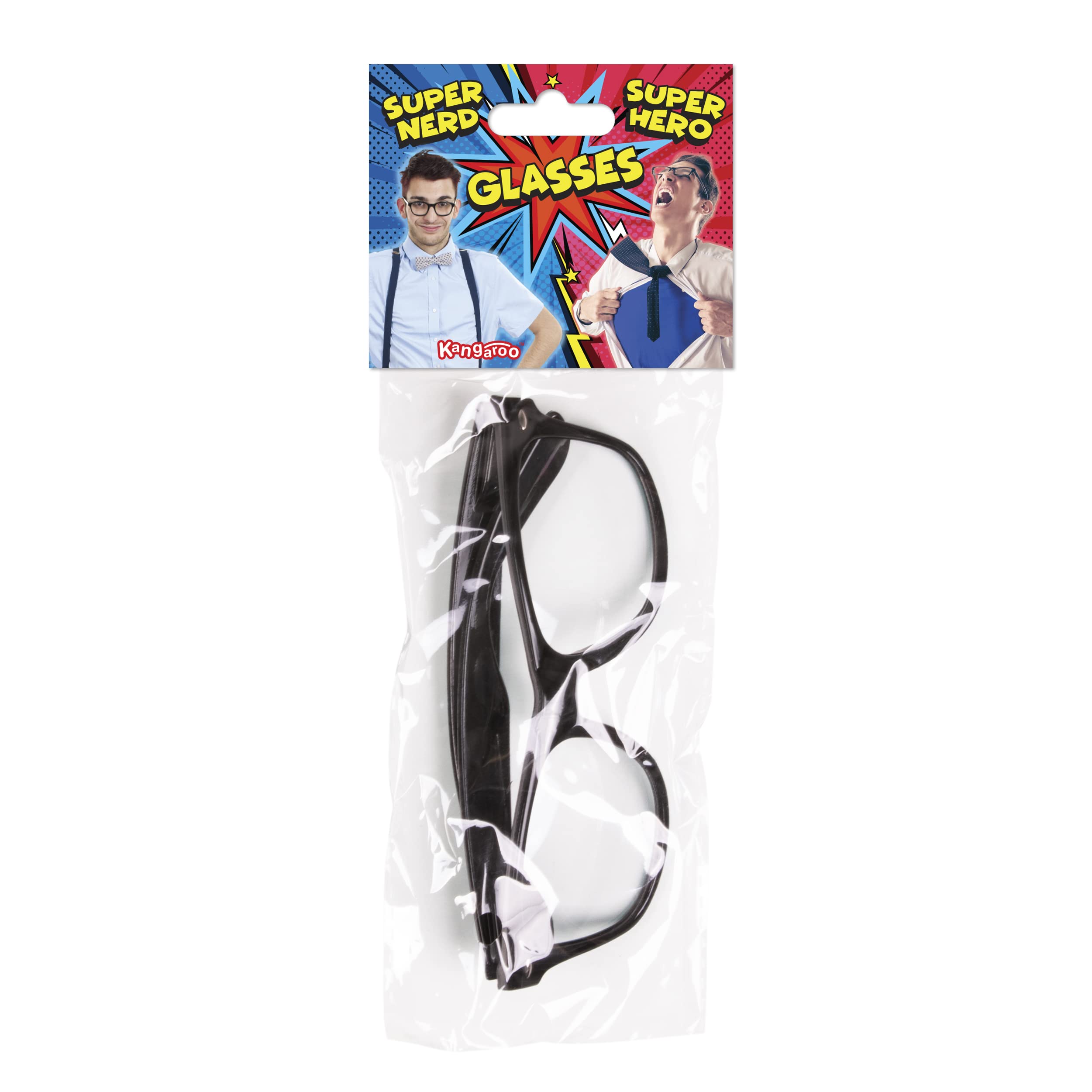 Stylish Kangaroo Fake Glasses - Retro Nerd & Hipster Costume Eyewear | Clear Non-Prescription Lenses for Men & Women | Perfect for Cosplay, Halloween, Superhero Costumes & Fashion Accessories