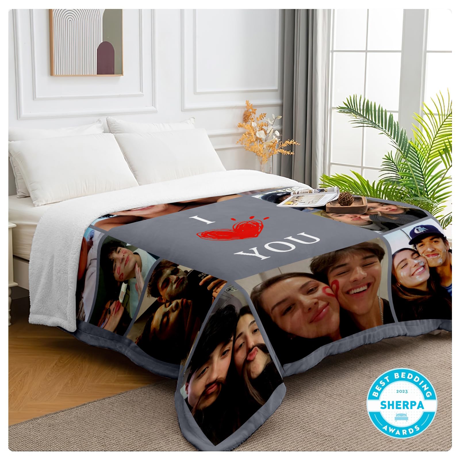 Custom Love Photo Blanket for Couples - Warm Fleece Anniversary Gift for Wife, Husband, Girlfriend, Boyfriend - Perfect for Cuddling & Gifting