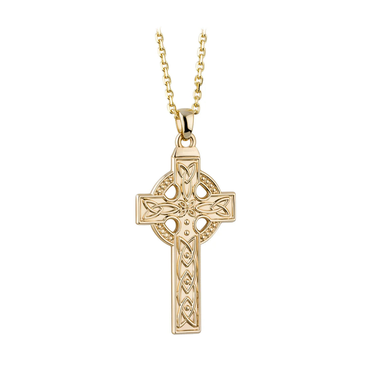 14K Gold Large Celtic Cross Pendant Necklace for Women - Elegant Religious Jewelry Gift for Christmas, Baptism & Special Occasions