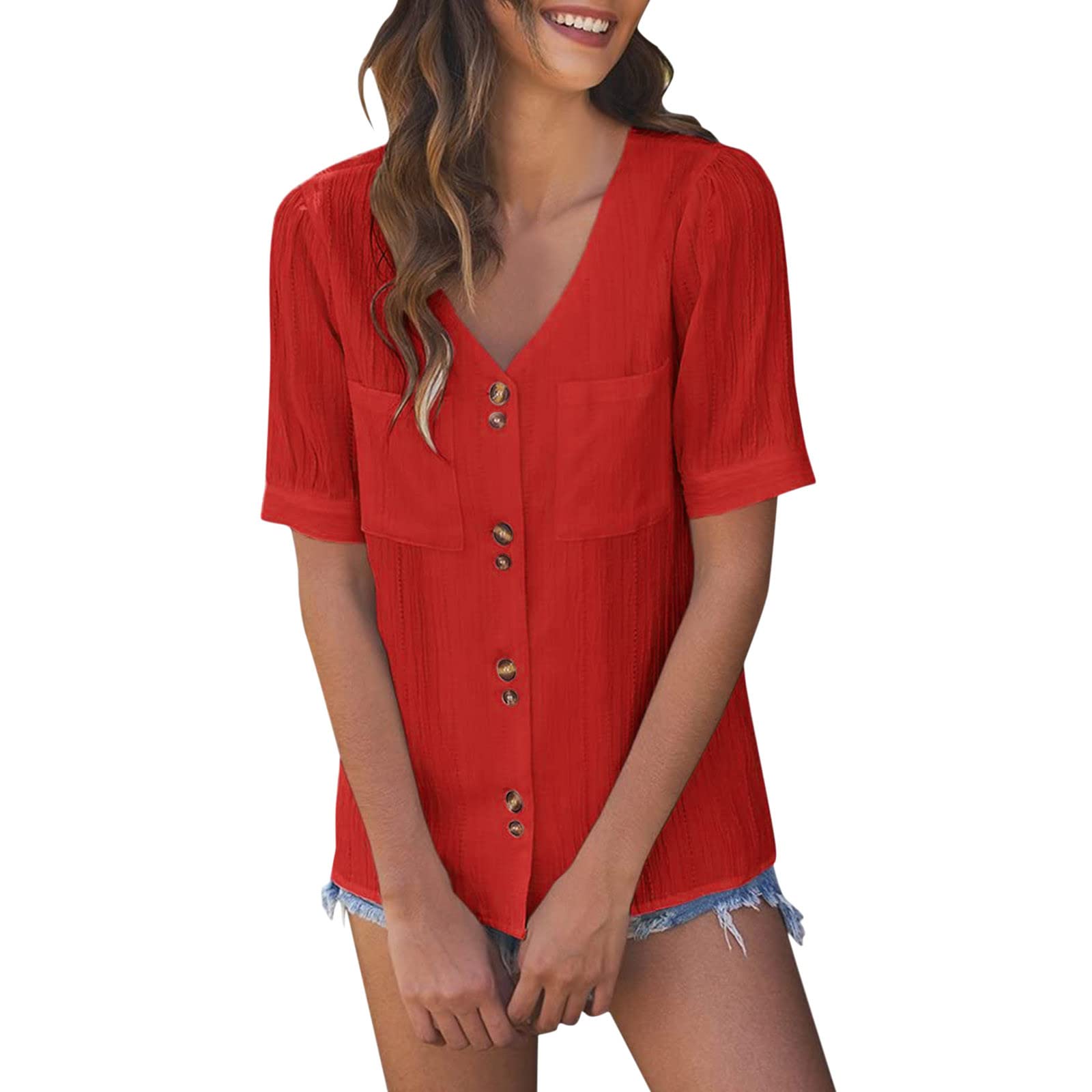 Plus Size Women's Tank Tops - Summer Solid Short Sleeve & Puff Long Sleeve Shirts 3-Pack | Casual Wear, Layering, Office & Vacation Outfits