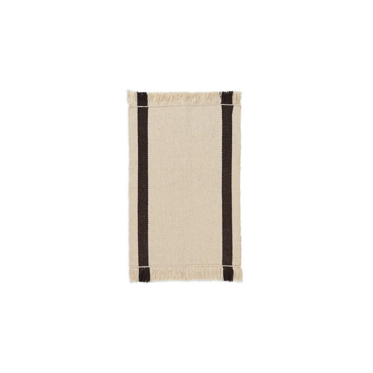 FERM LIVING Calm Kelim Mat - Off White & Coffee - 50x70cm Handwoven Rug - Boho Chic Home Decor for Living Room, Bedroom, or Nursery
