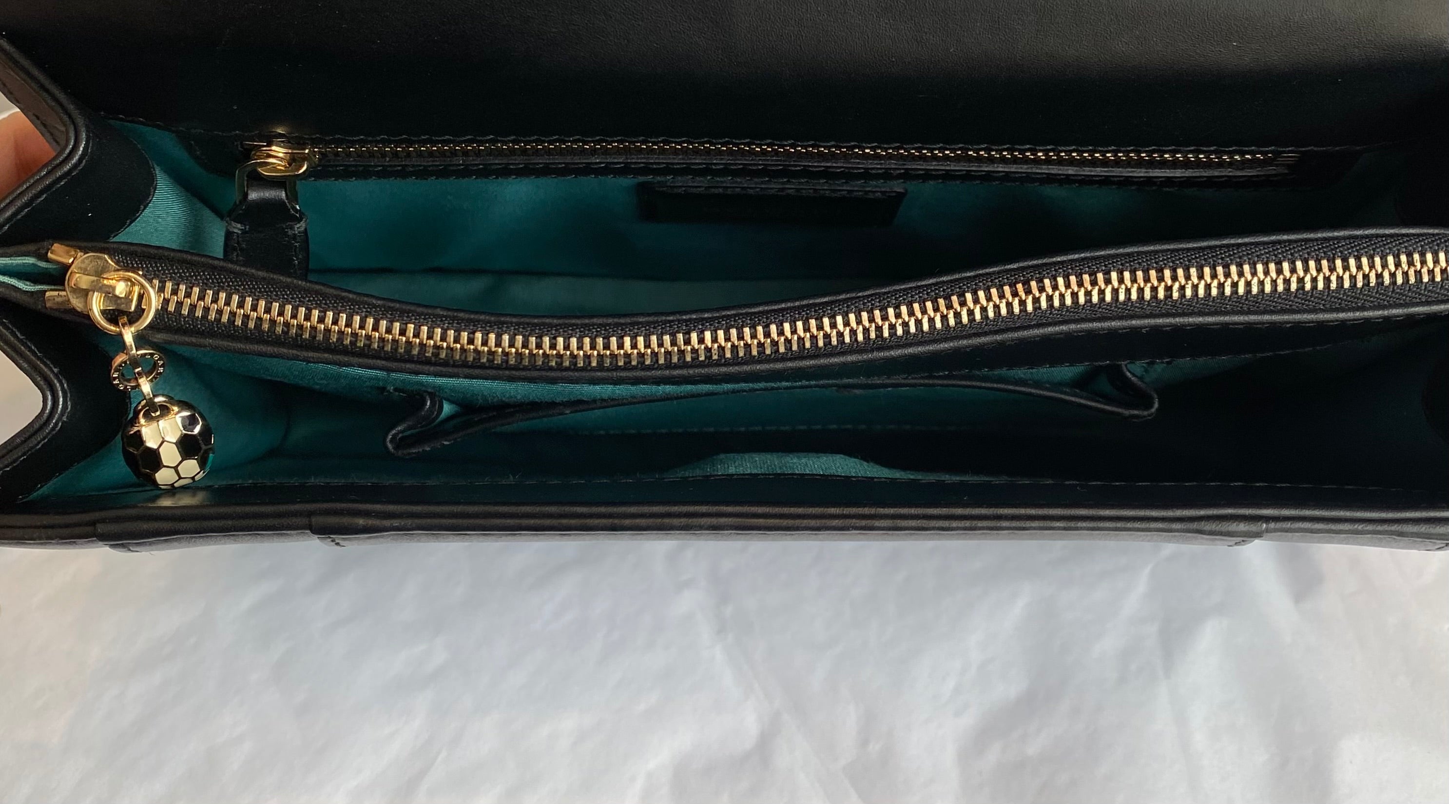 Bvlgari Black Leather Serpenti Shoulder Bag for Women - Luxury Designer Handbag for Evening Parties, Date Nights & Special Occasions