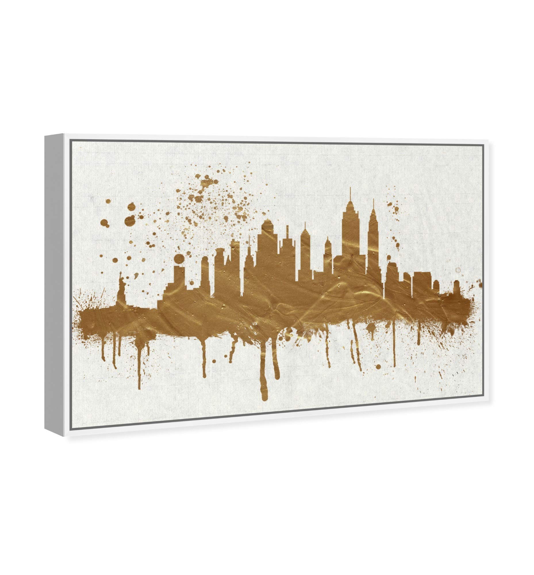 Gold NY Skyline Wall Art Canvas Print - Modern Cityscape Decor for Living Room, Office & Bedroom | Cities and Skylines Collection