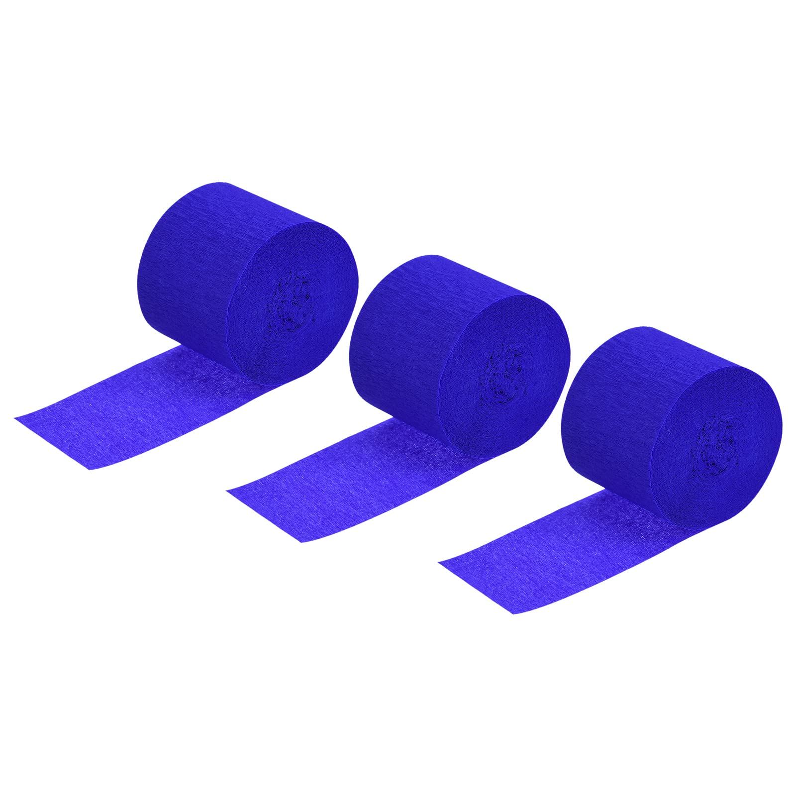Meccanity 1.77 Inch Wide Crepe Paper Streamers - 32 Feet Long Party Decorations (Pack of 3, Dark Blue) for Birthday, Wedding, Festival & Holiday Decor | Perfect for Ceiling Swags, Backdrops, and Table Centerpieces