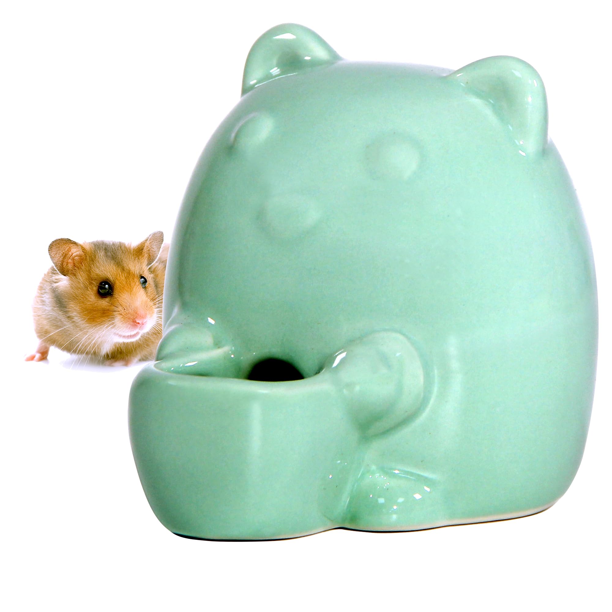 No-Drip Ceramic Hamster Water Bottle for Guinea Pigs, Rabbits, Hedgehogs & Chinchillas - Small Animal Water Dispenser with Leak-Proof Design (Cyan) - Perfect for Cages, Habitats & Travel Carriers