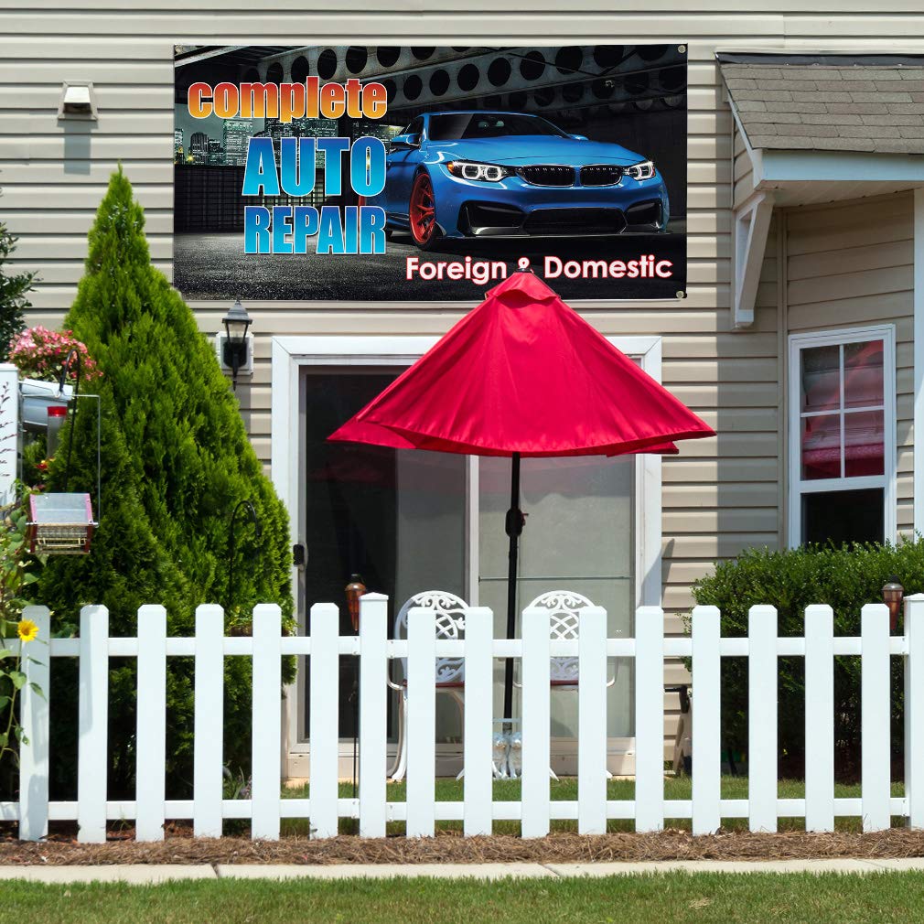 Durable 60x144 Inches Vinyl Banner for Auto Repair Shops - Weatherproof, Industrial Strength with 10 Grommets - Perfect for Outdoor Yard Signs, Car Dealerships & Vehicle Advertising