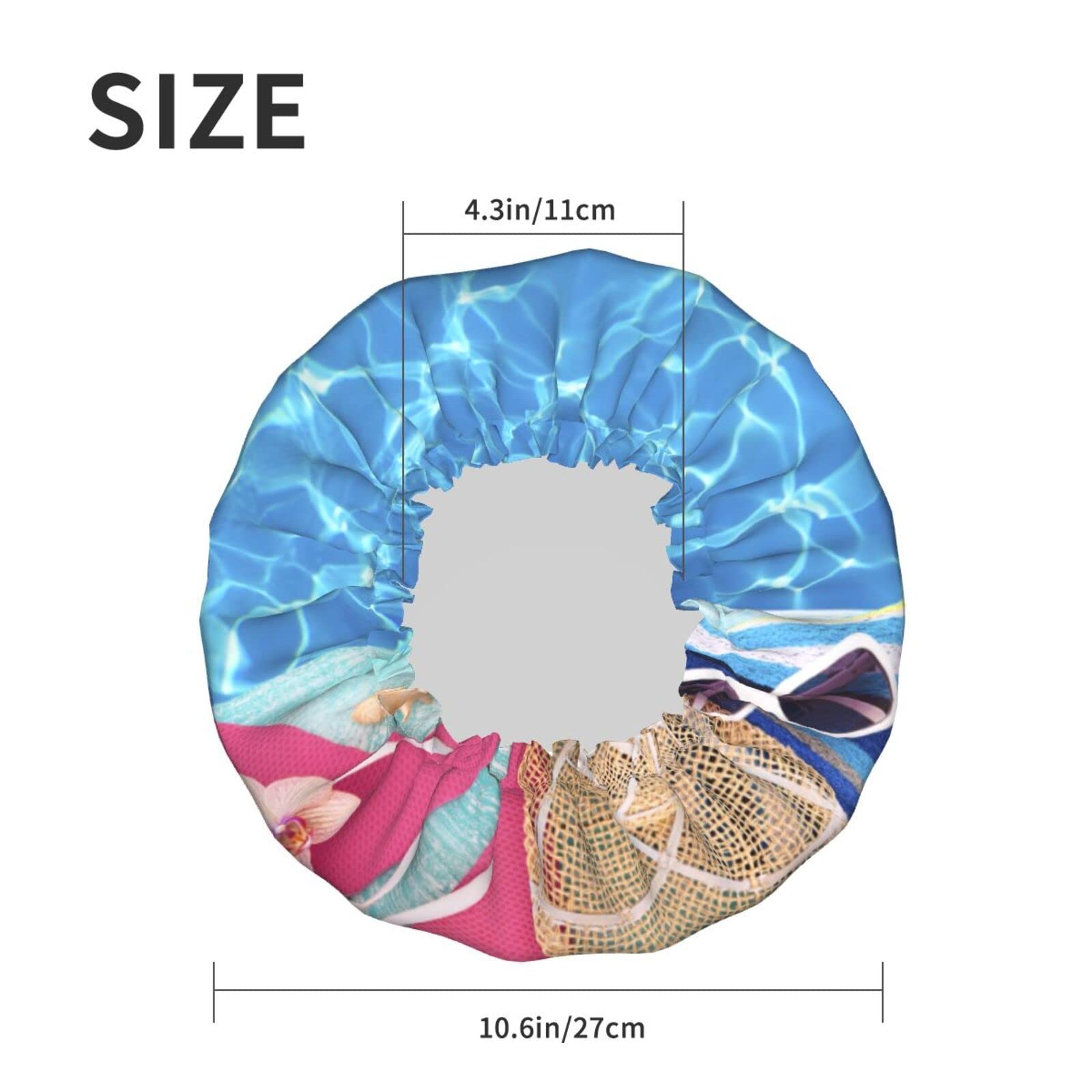 Waterproof Reusable Shower Cap for Women - Double Layer Swimming & Bathing Hair Protection - Perfect for Pool, Beach & Spa Days