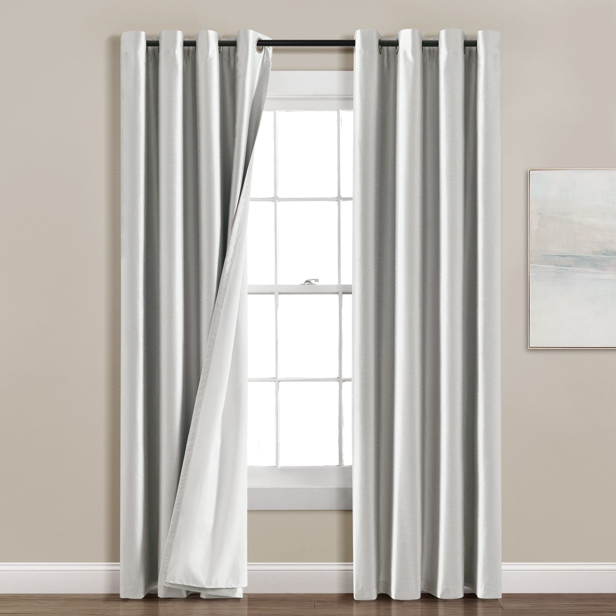 Faux Silk 100% Blackout Window Curtain Panel - Thermal Insulated Room Darkening Drapes for Bedroom & Living Room - Noise Reducing & Energy Saving Home Decor