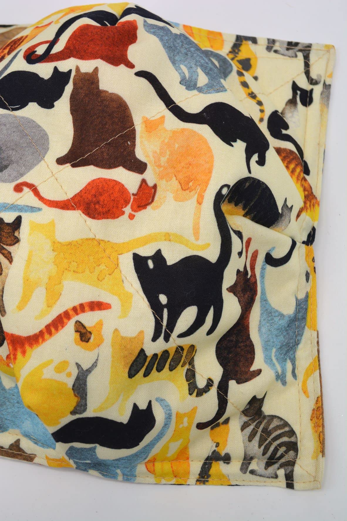 Microwave Bowl Cozy - 8.5 Inch Heat Resistant Bowl Cover for 8 Inch Bowls - Handmade in USA, Texas - Cute Cat Playdate Design - Perfect for Soup, Oatmeal & Leftware Reheating