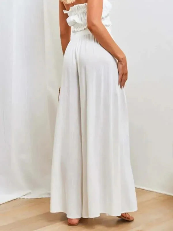 Women's Casual Loose Wide Leg Pants - Comfortable High Waisted Trousers for Work, Travel & Everyday Wear