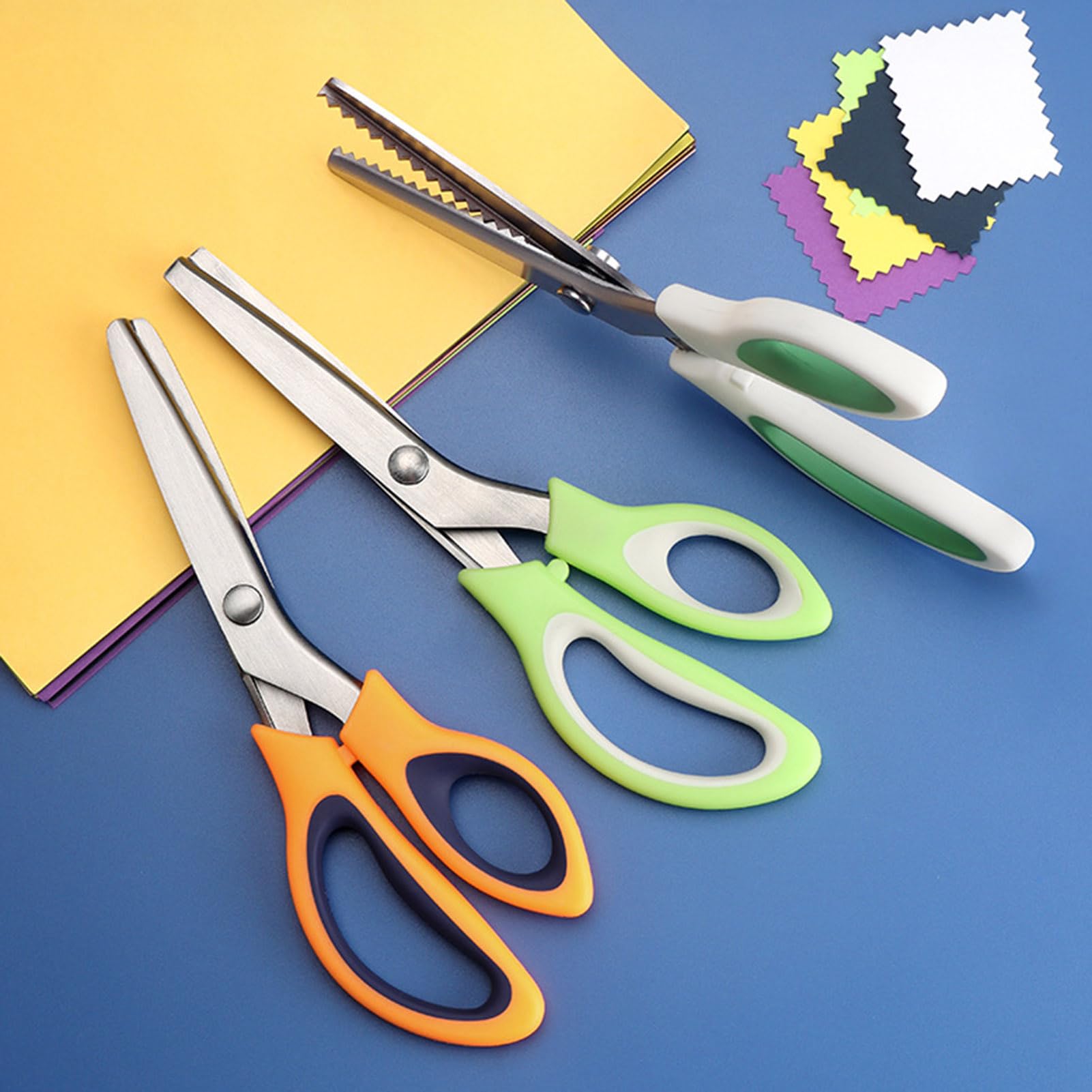 9 Inch Professional Pinking Shears for Fabric Cutting - Zig Zag Scissors with Decorative Edge, Ideal for Sewing, Scrapbooking & Crafting (Green) | Perfect for DIY Projects, Quilting & Fabric Edge Finishing