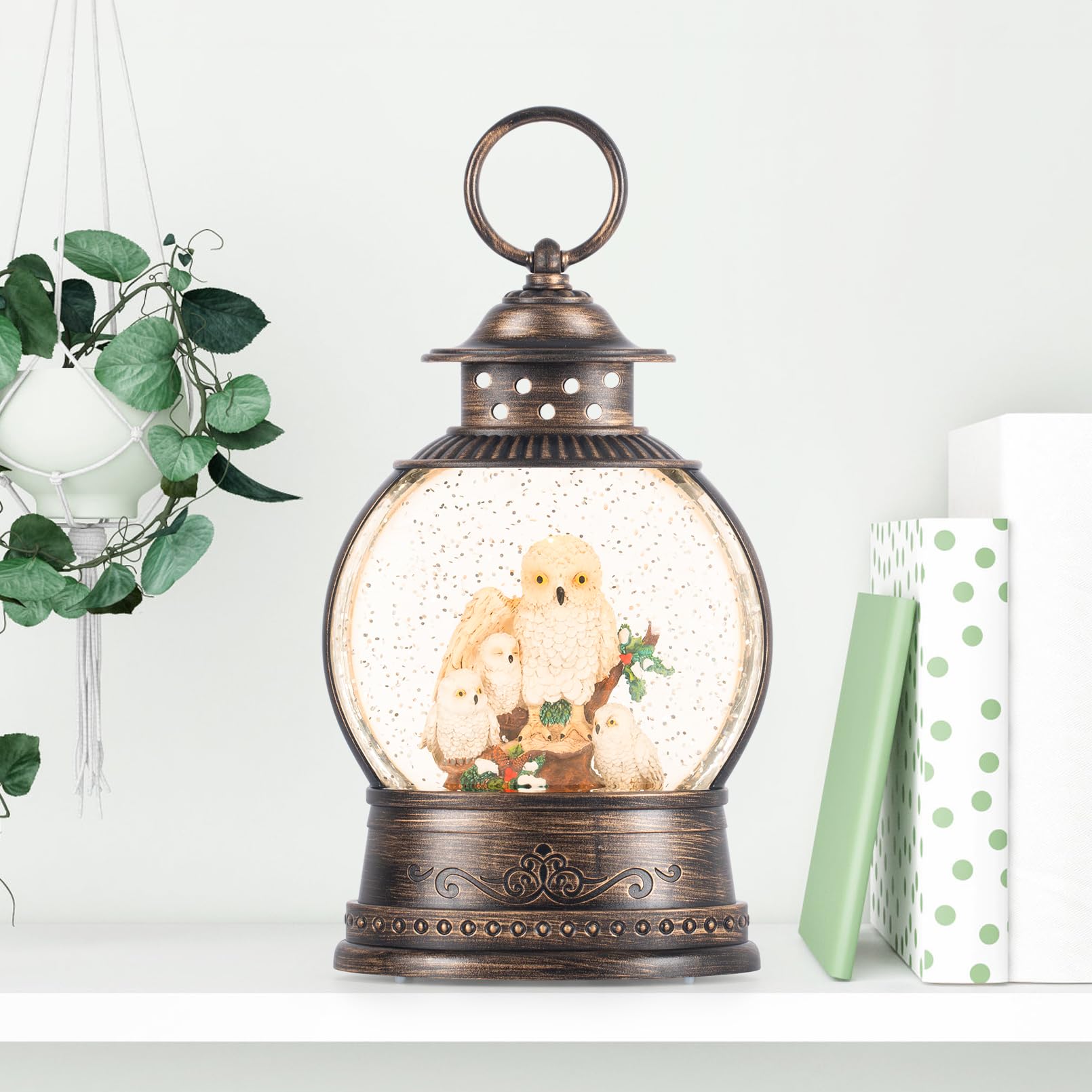 Owl Snow Globe - Elegant Home Decor for Bookshelf, Bedroom, Living Room & Office | Modern Animal Sculpture Gift for Bird Lovers | Perfect for Holiday Gifts, Birthday Presents & Collectible Displays