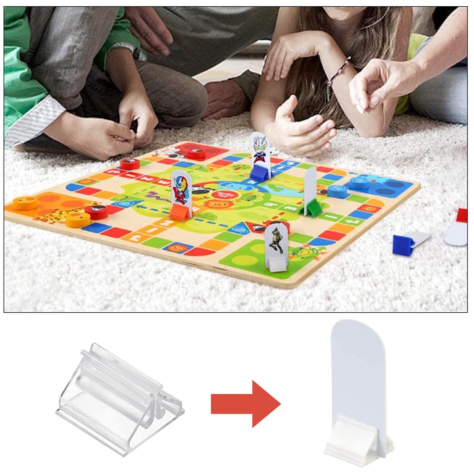 24-Piece Clear Plastic Game Card Stands & Holders - Perfect for Board Games, Card Games, and Party Favors - Durable Card Markers for Game Nights, Poker, Magic Tricks & Family Gatherings