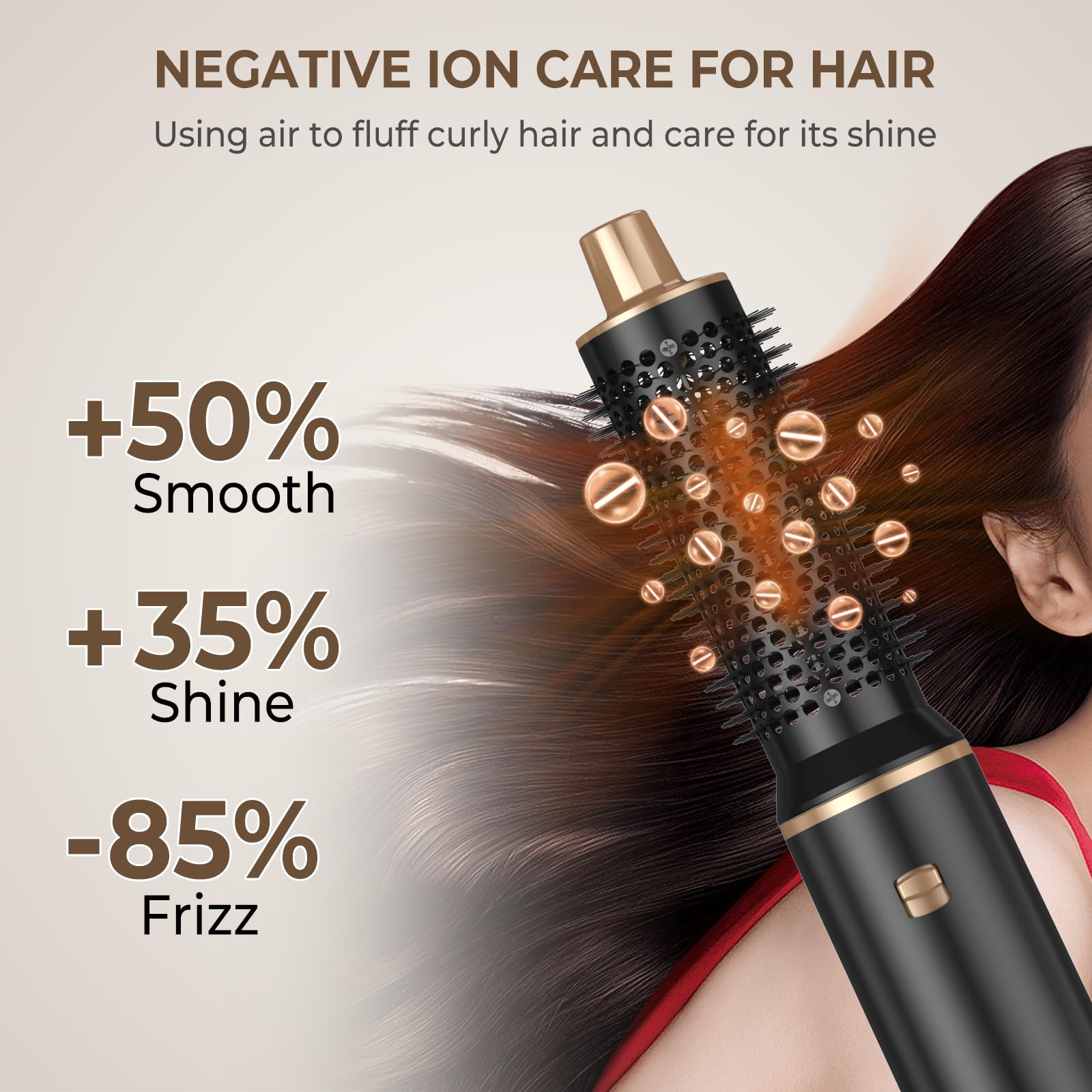 5 in 1 Blow Dryer Brush with Detachable Nozzle - Negative Ion Hot Air Styler for Drying, Curling & Straightening Hair | Professional Hair Styling Tool for Salon-Quality Results at Home | Perfect for Daily Styling, Special Occasions & Travel