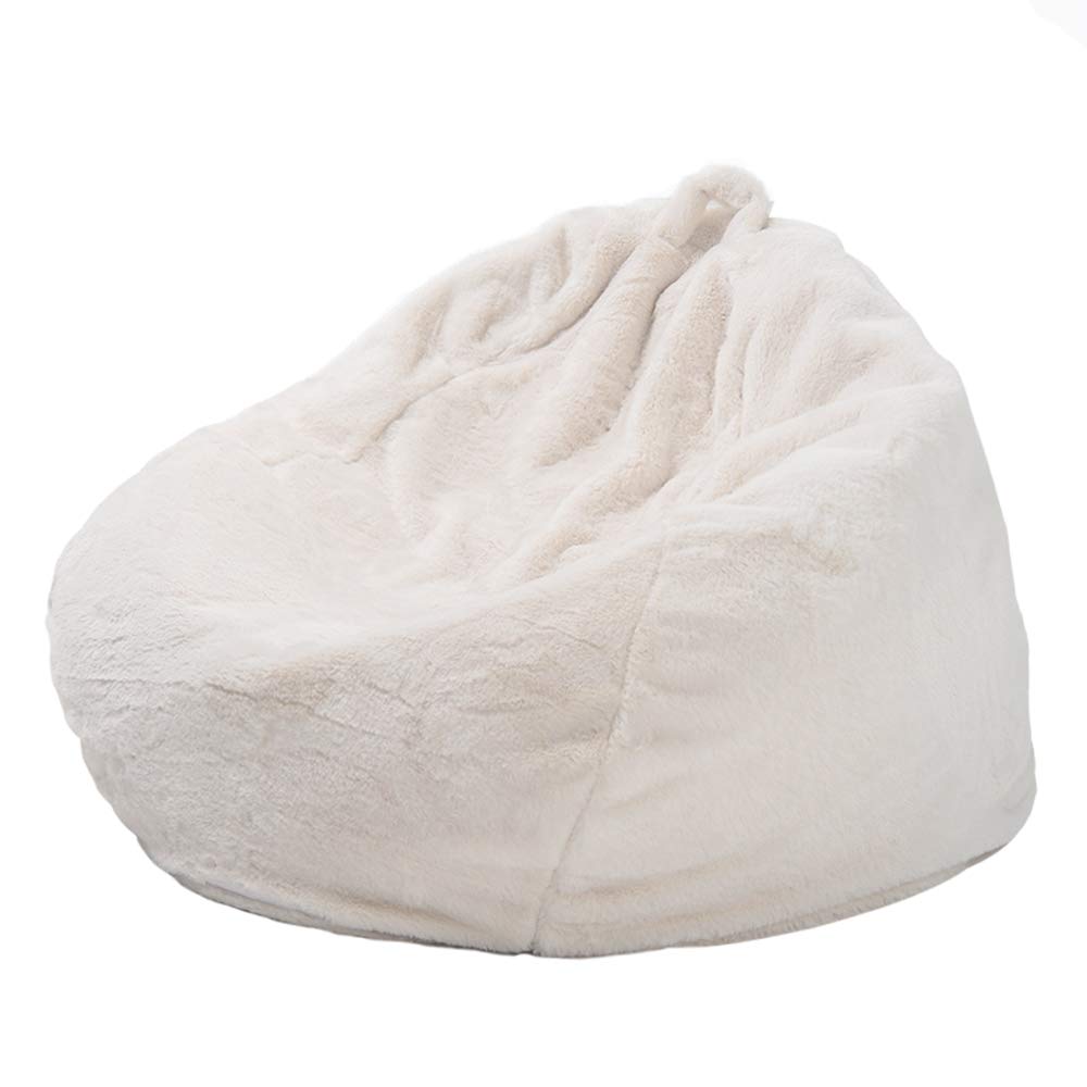 Premium Artificial Rabbit Fur Bean Bag Chair Covers - 100x120cm Soft Gaming Recliner Cover for Gamers & Home Decor (White) - Perfect for Game Rooms, Living Rooms & Dorm Relaxation